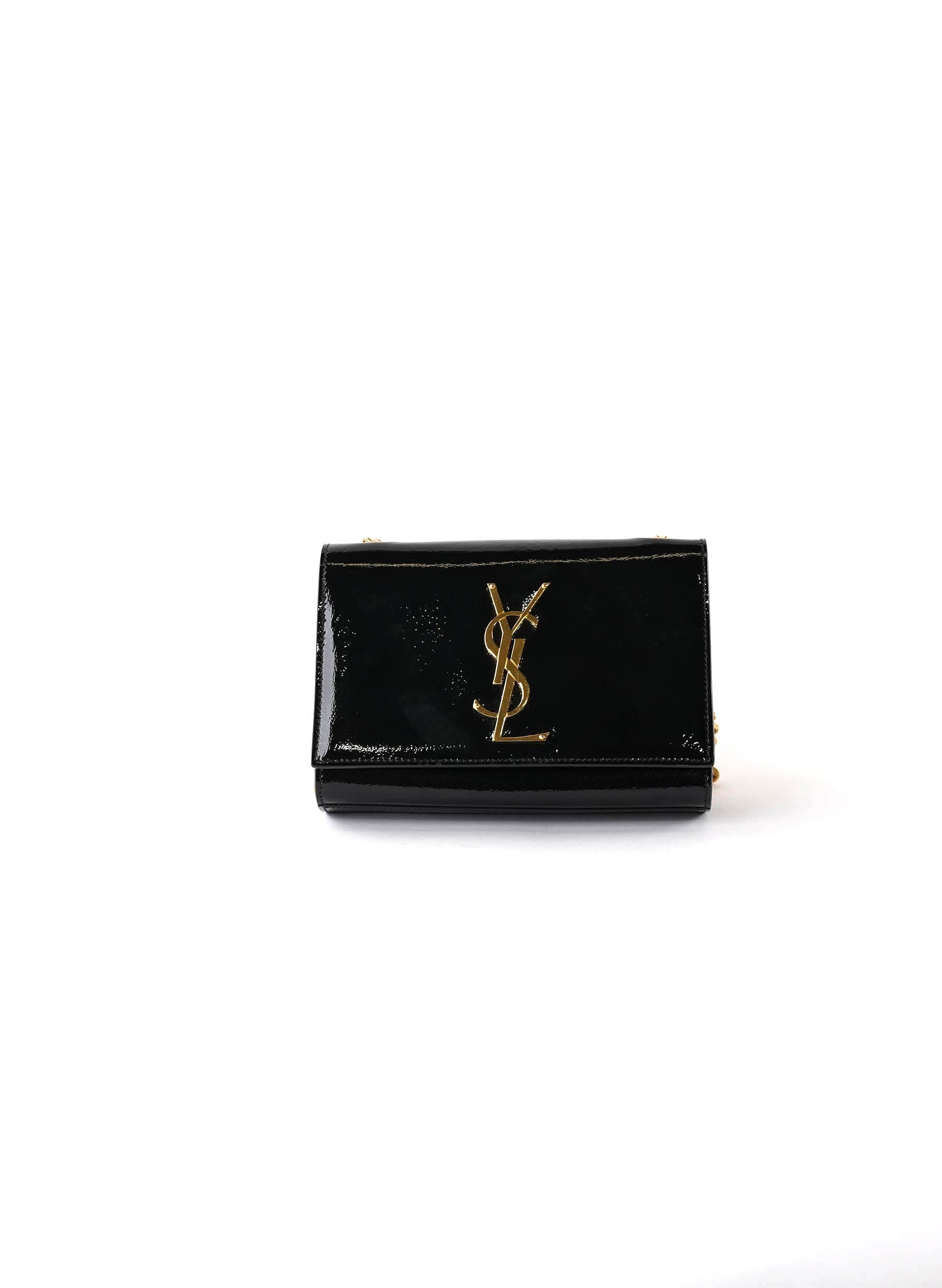 Saint Laurent Black Patent Leather Mini Monogram Kate Bag