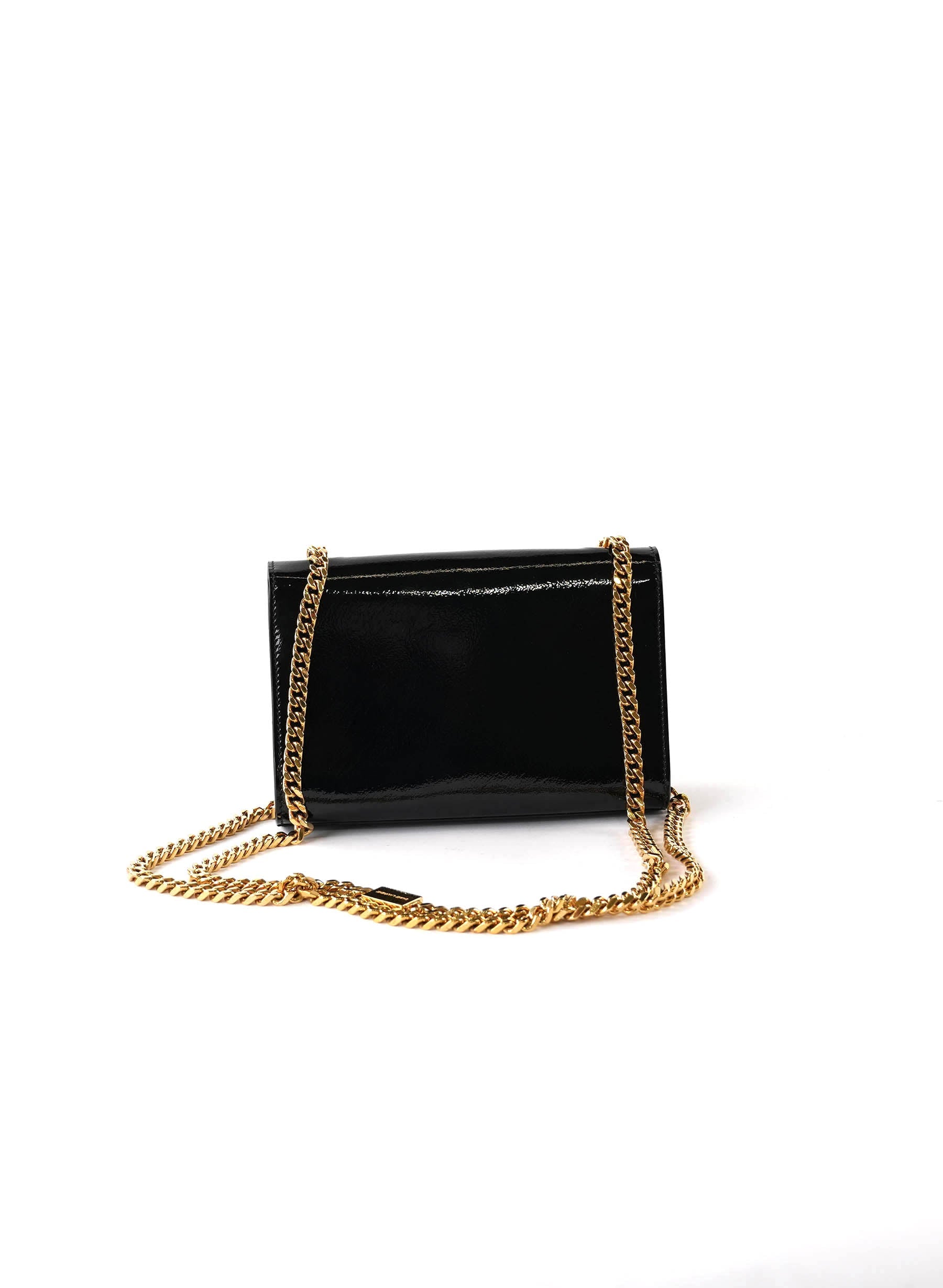 Saint Laurent Black Patent Leather Mini Monogram Kate Bag