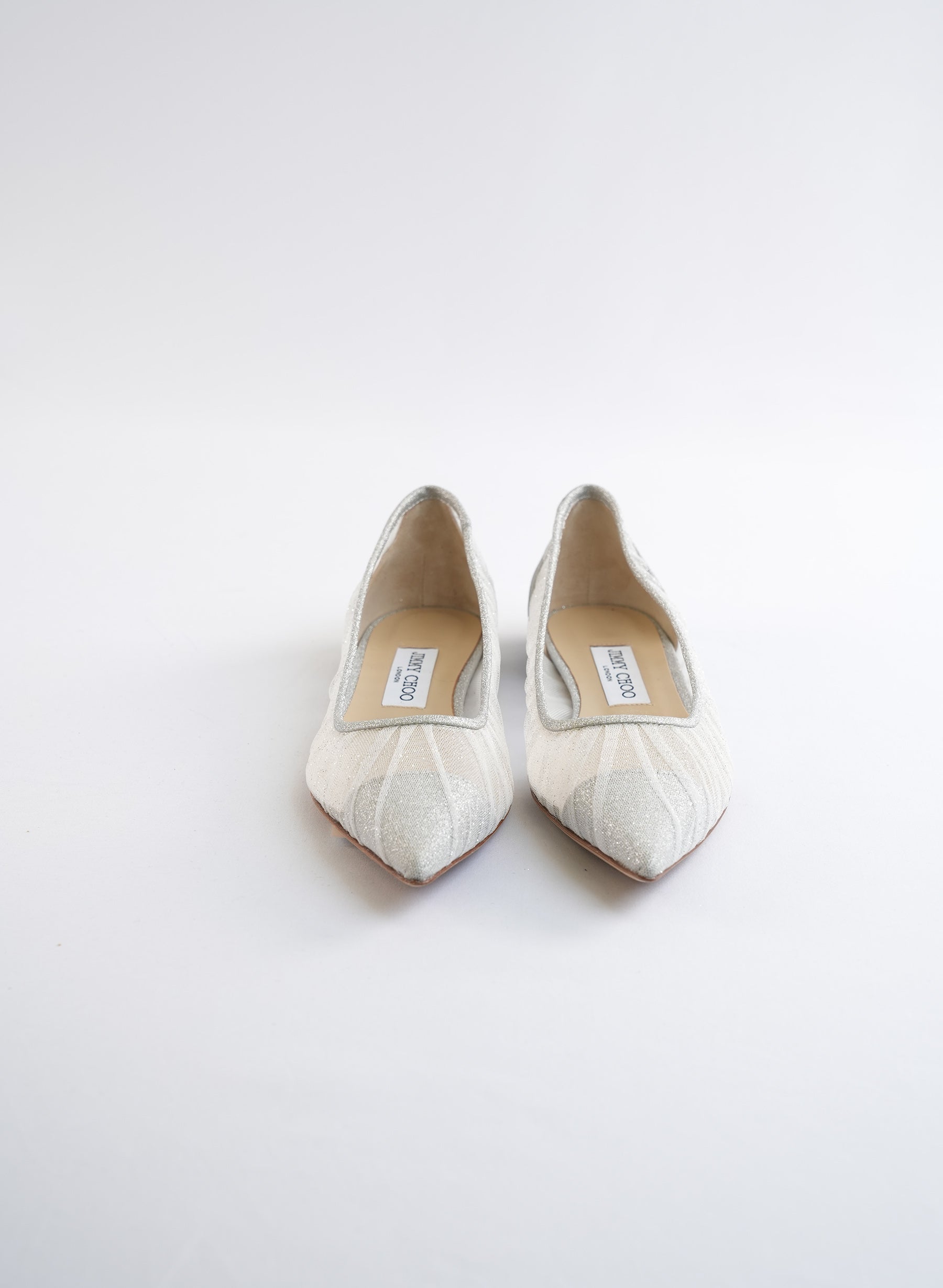 Jimmy Choo Silver Ballet Flats
