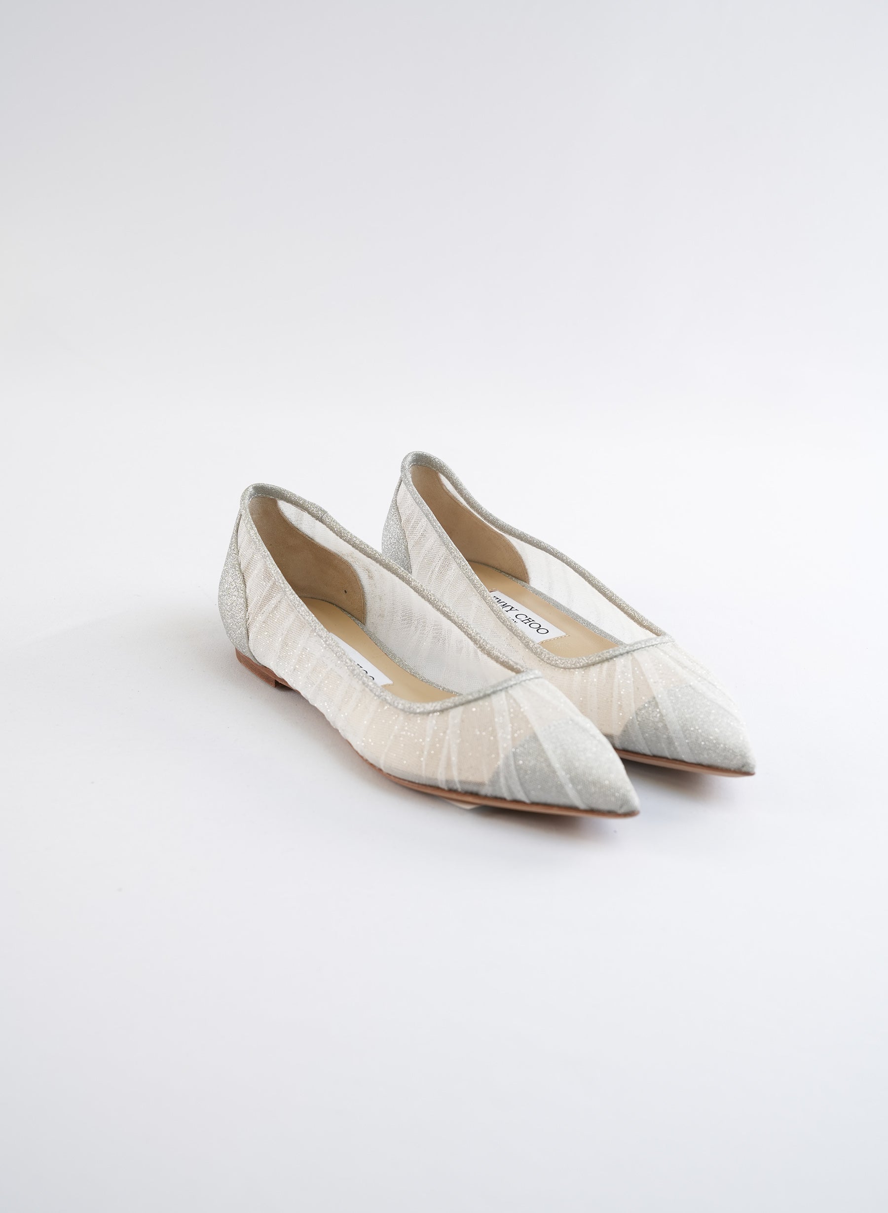 Jimmy Choo Silver Ballet Flats