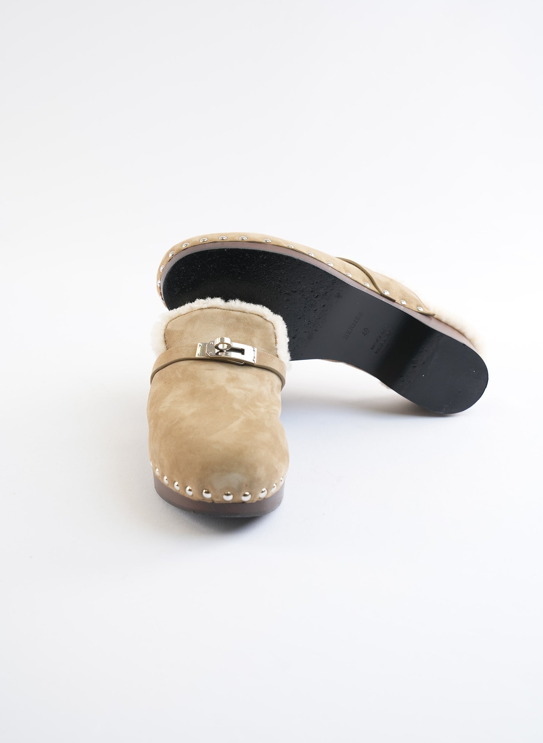 Hermes Carlotta Suede Mules
