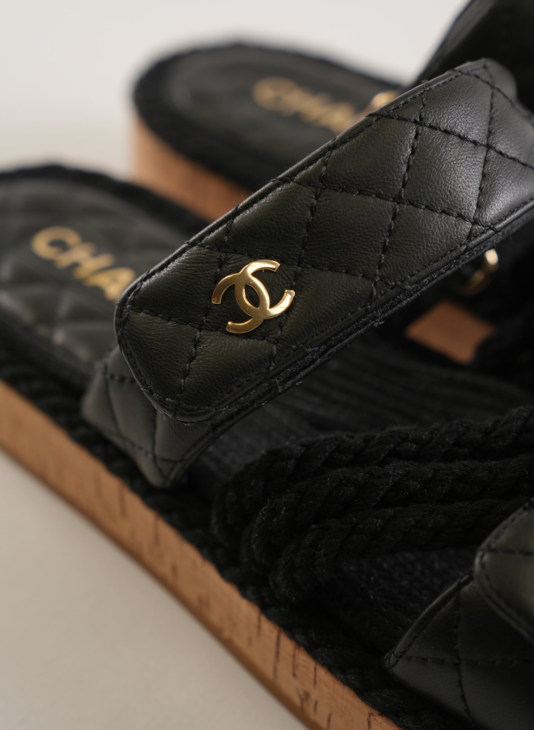 Chanel Leather Quilted Rope Sandals
