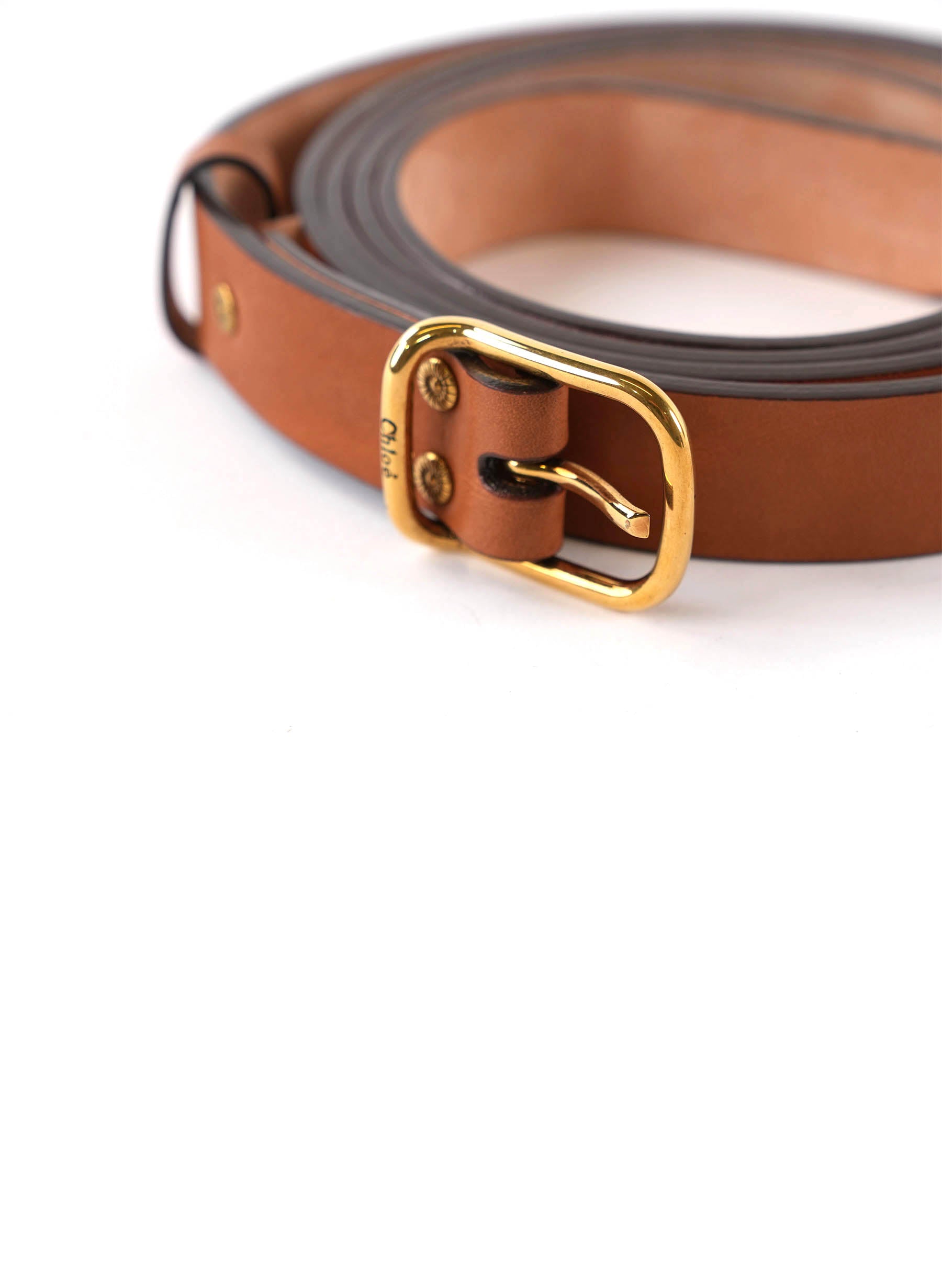 Chloe Classic Leather Belt in Canyon Brown