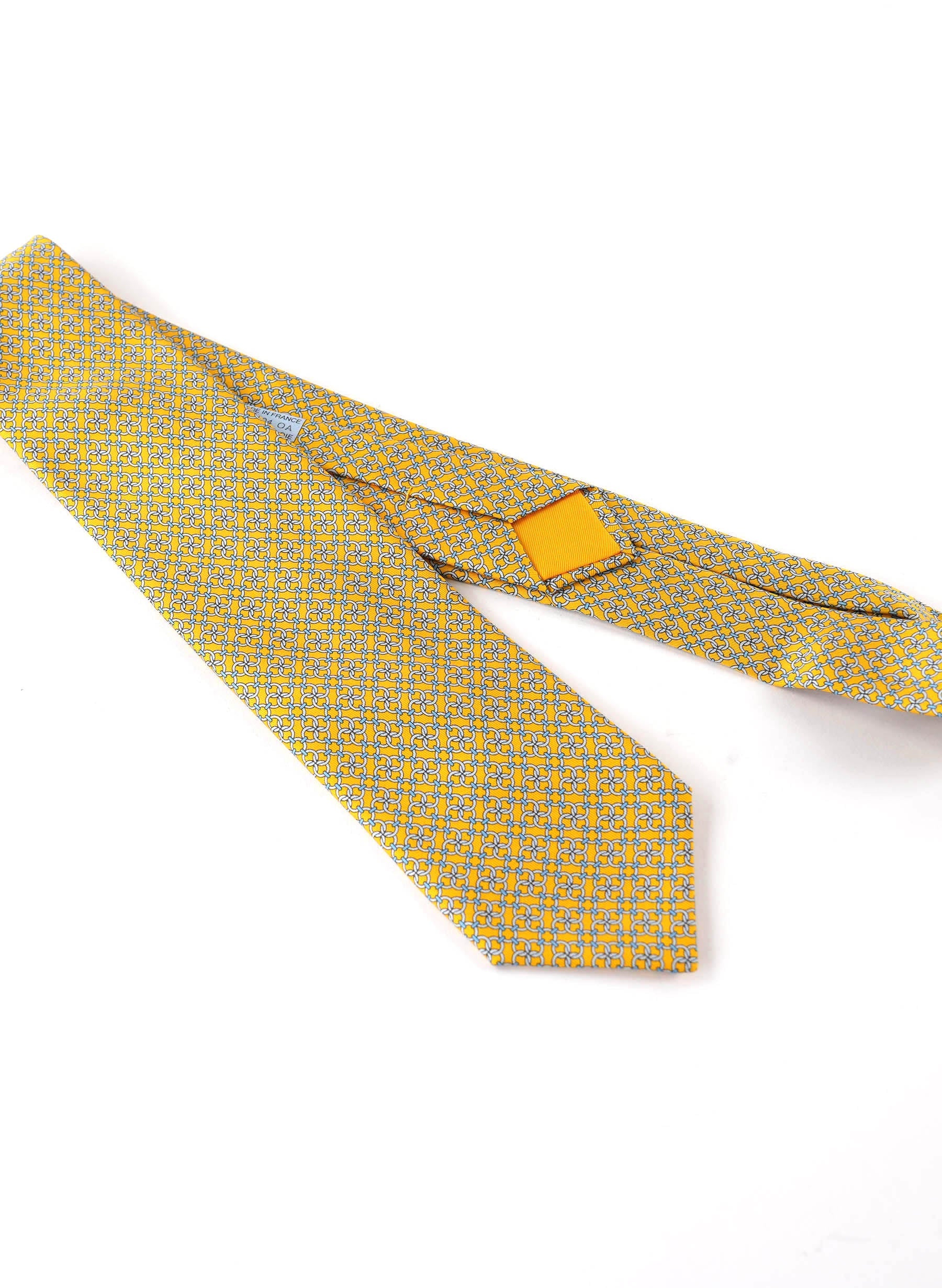 Hermes Yellow Silk Tie