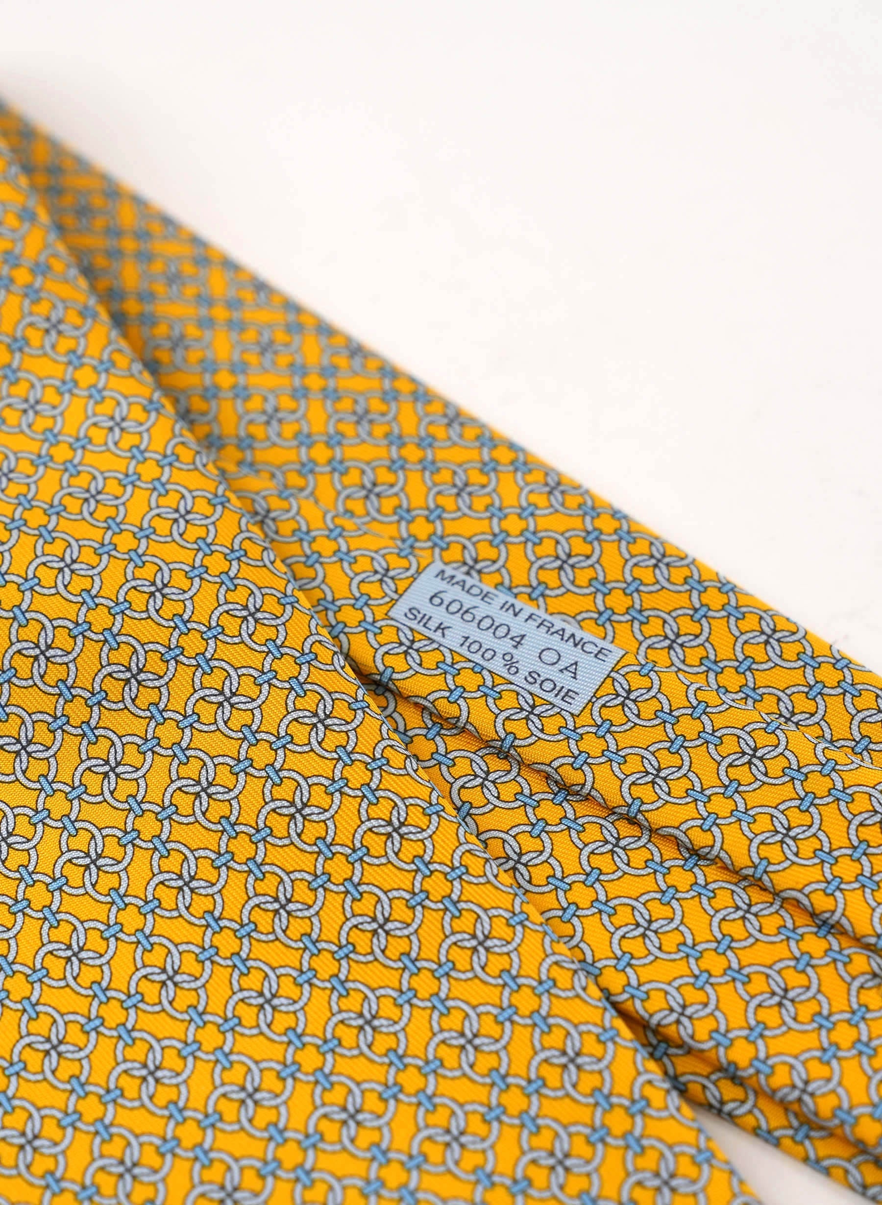 Hermes Yellow Silk Tie