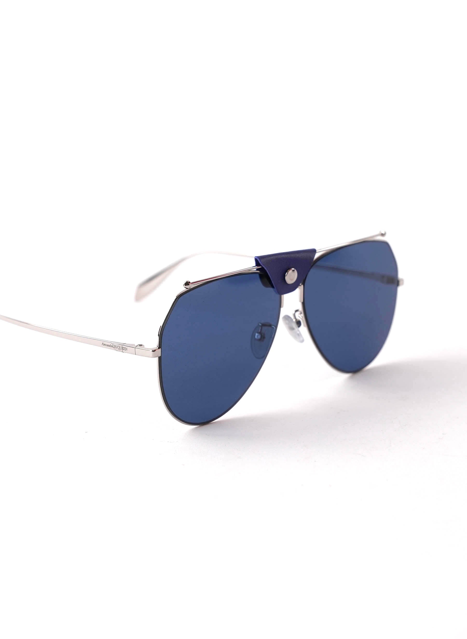 Alexander McQueen★素敵！Aviator Sunglasses Blue Reflective Alexander McQueen Aviator Sunglasses