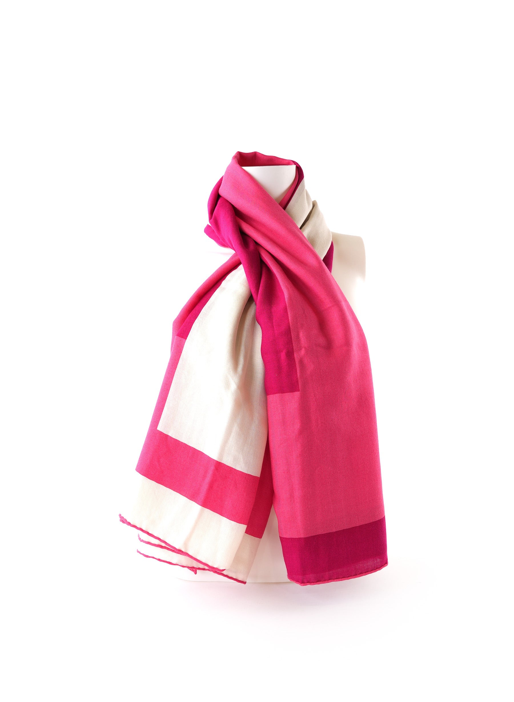 Hermes Cashmere Silk Encadre H Passant Giant Scarf 140 Rose Bonbon Fuchsia