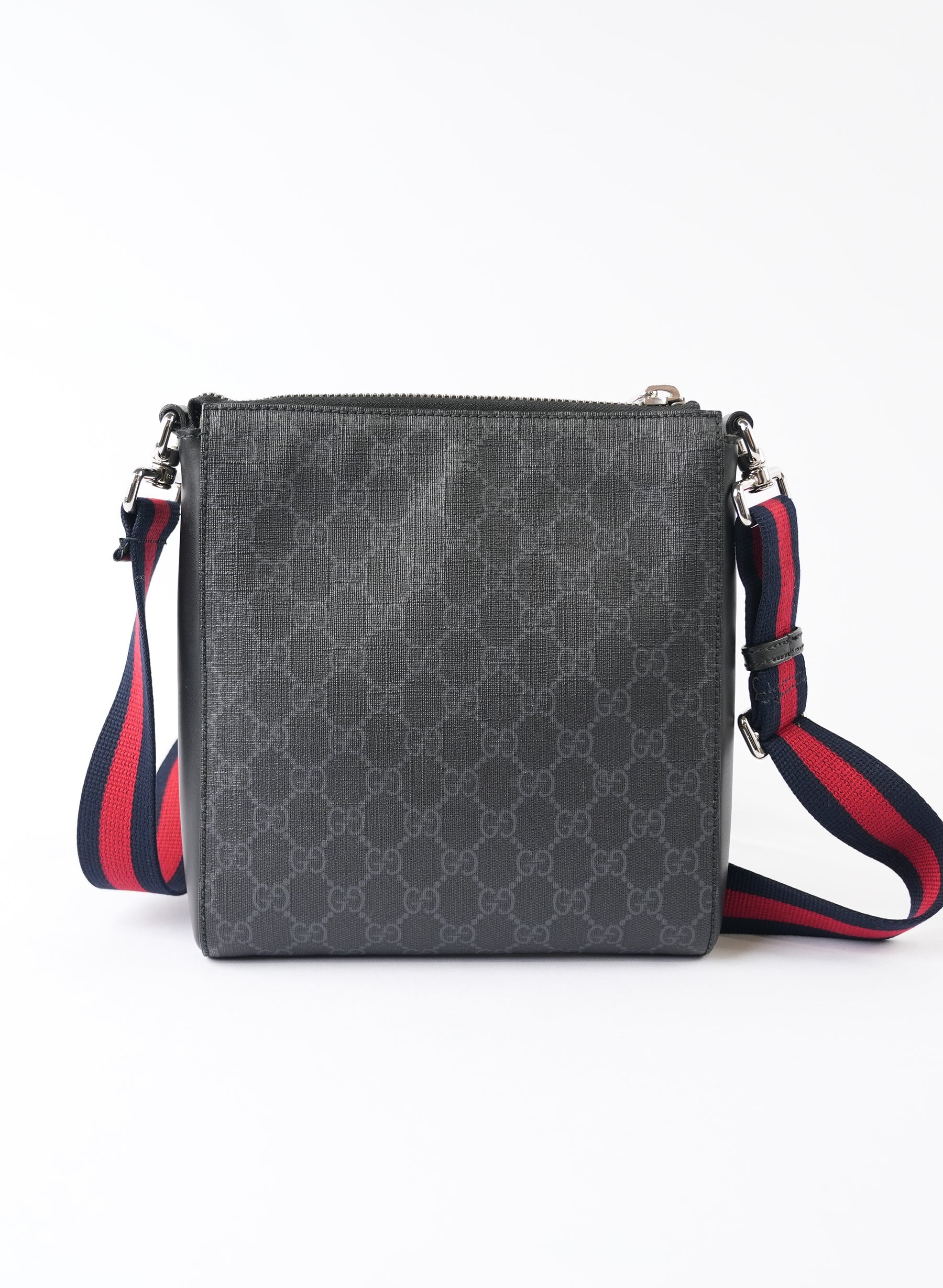 Gucci GG Supreme Monogram Web Small Flat Messenger Bag