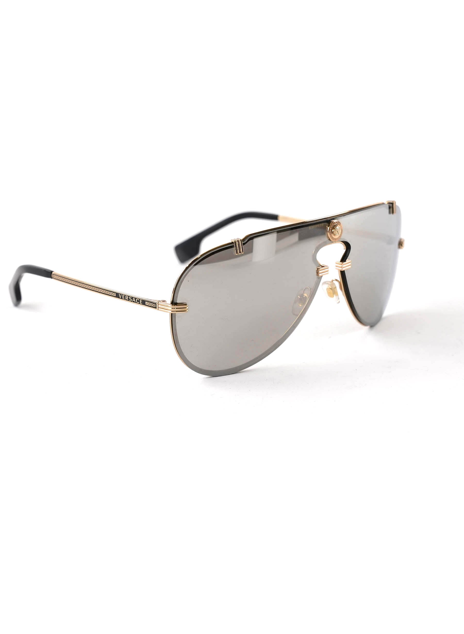 Versace Light Gray Mirrored Pilot Sunglasses