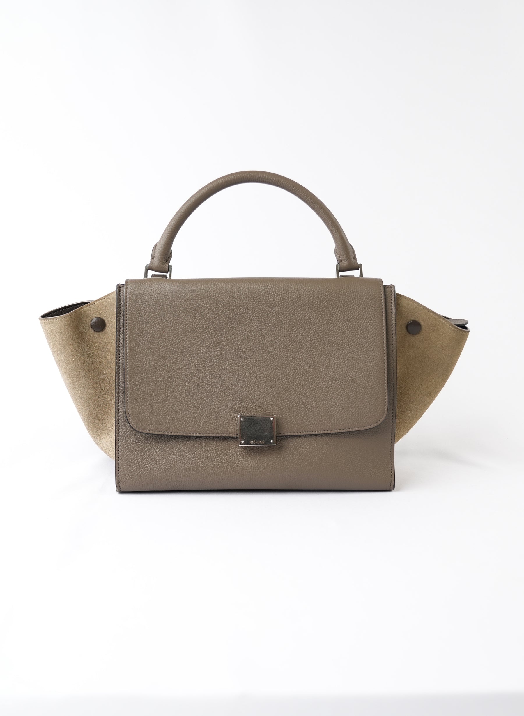 Celine Drummed Calfskin Suede Small Trapeze Souris