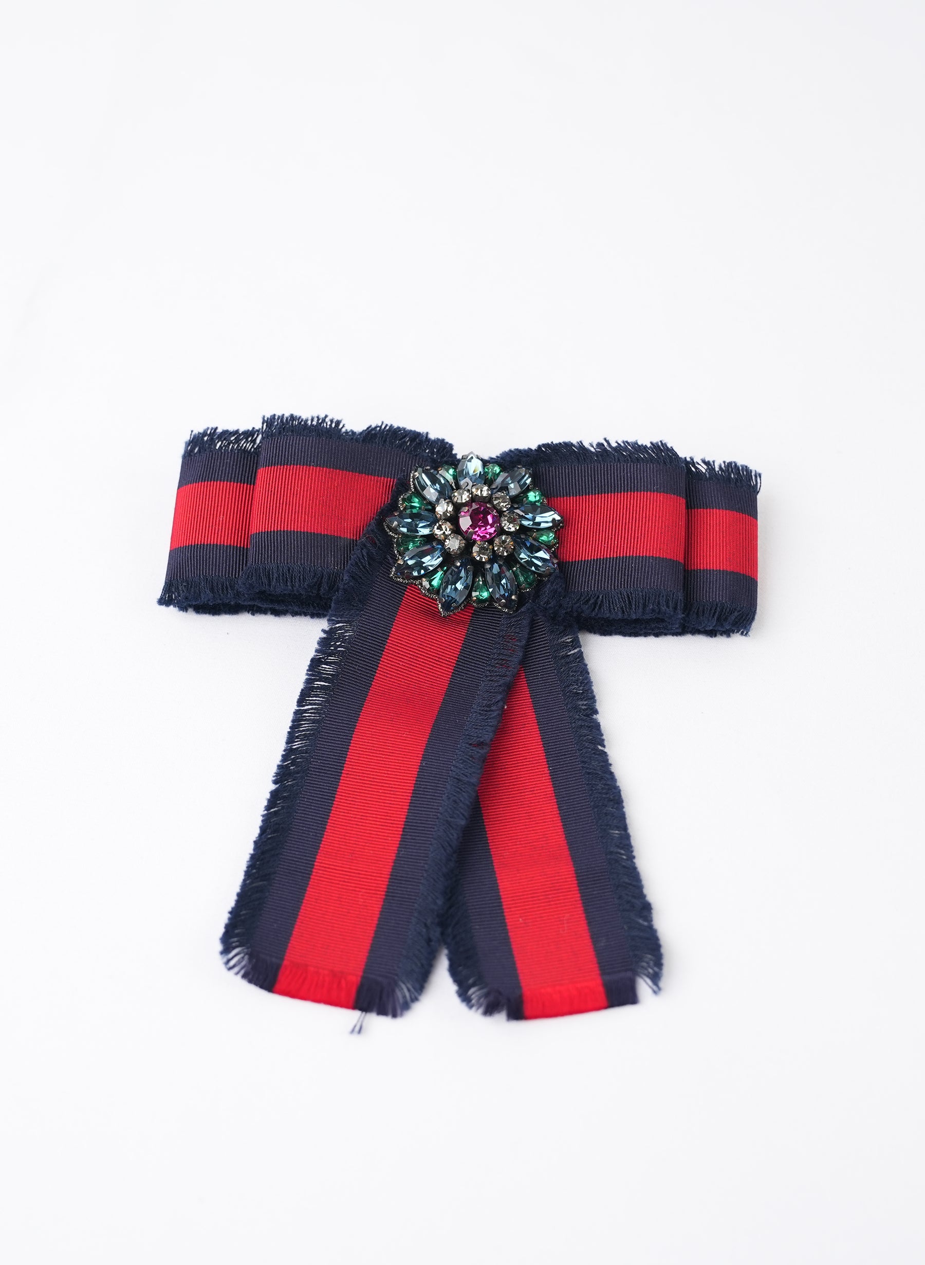 Gucci Grosgrain Crystals Bow Brooch