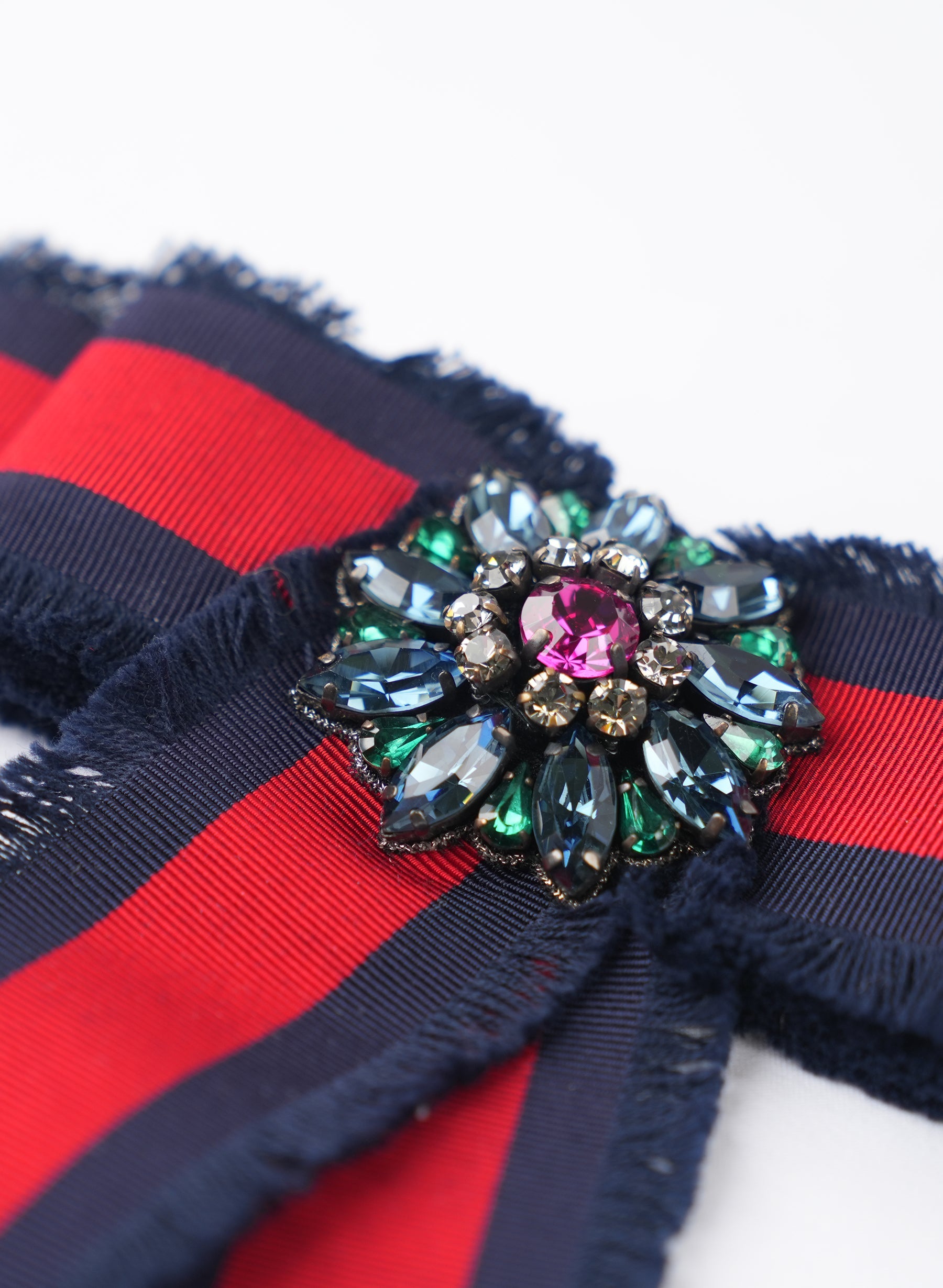 Gucci Grosgrain Crystals Bow Brooch