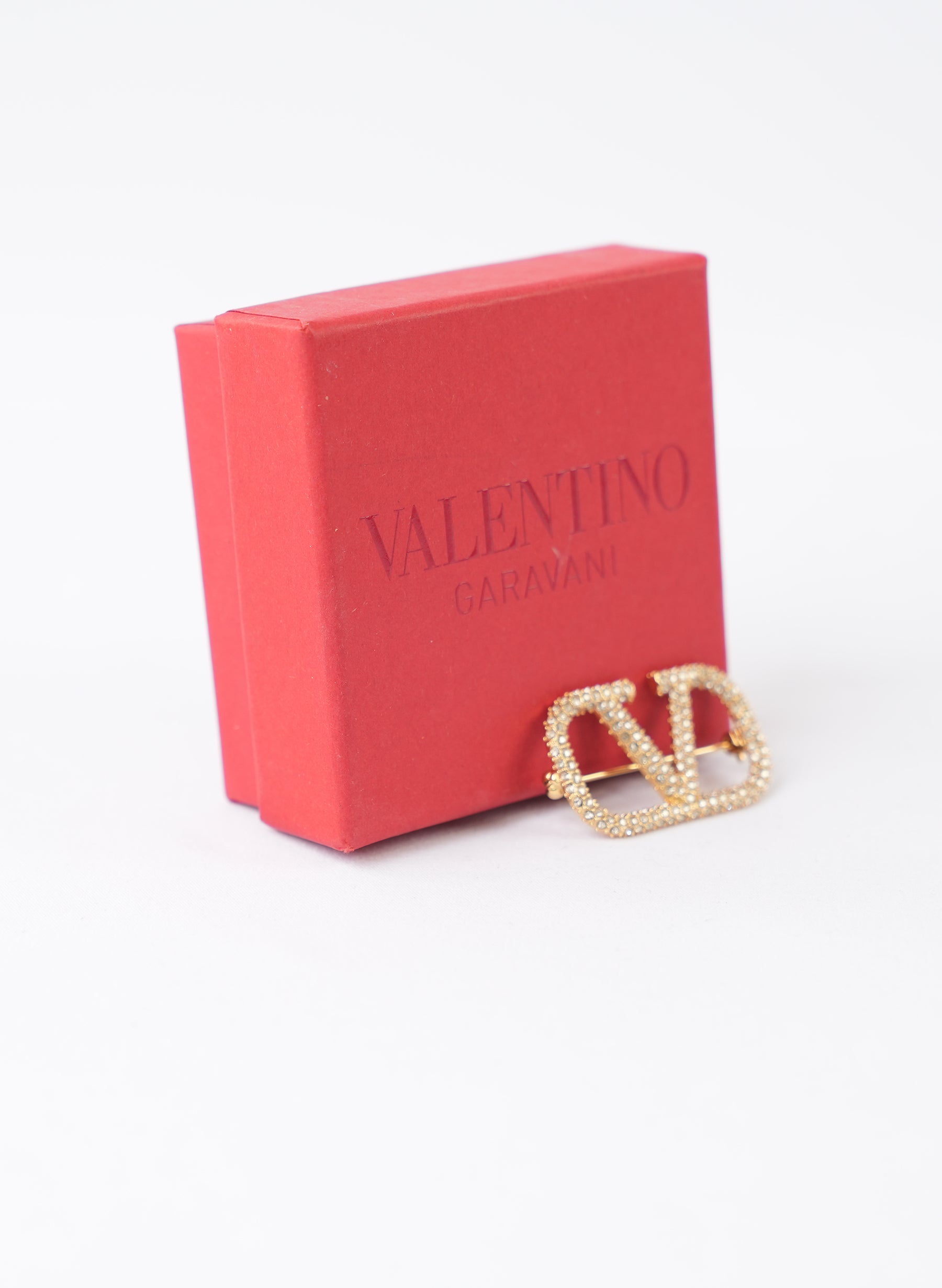 Valentino V Logo Signature Strass Brooch