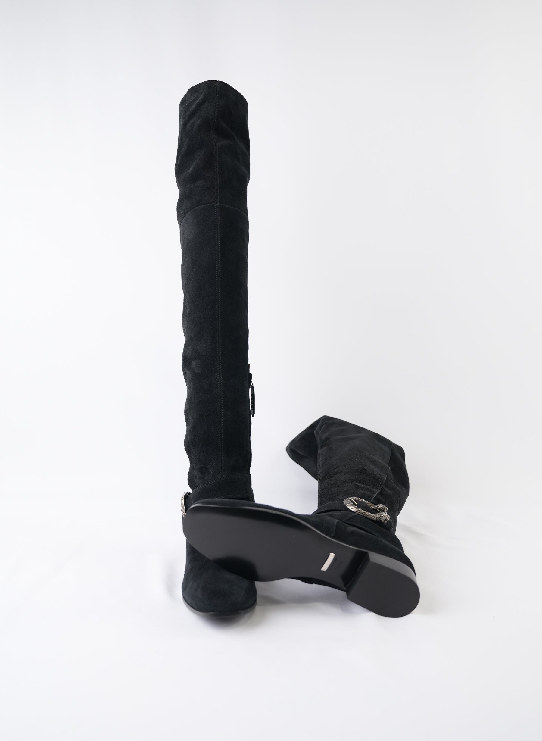 Gucci Black Suede Over The Knee Boots