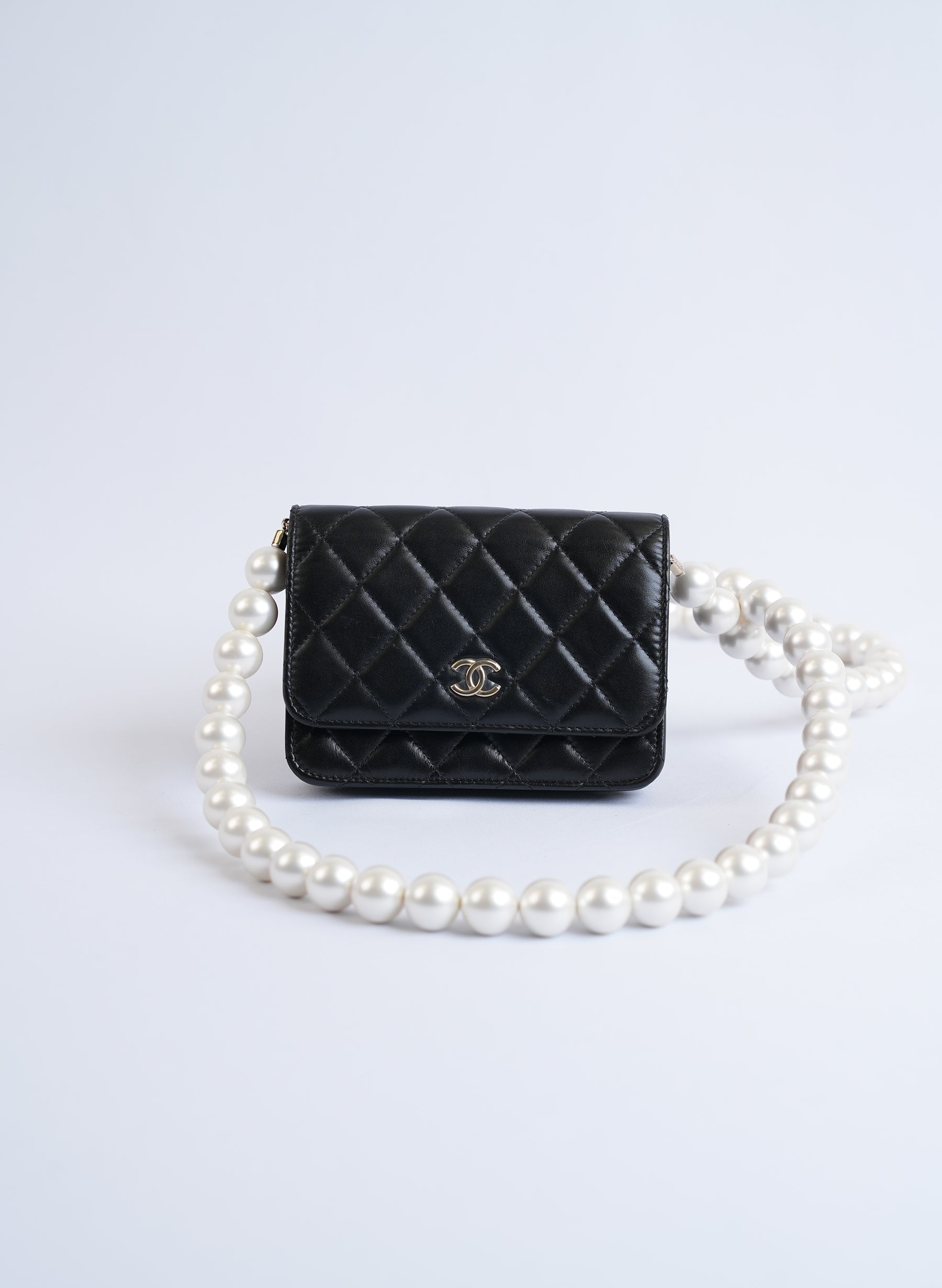 Chanel Quilted Pearls Wallet On The Chain