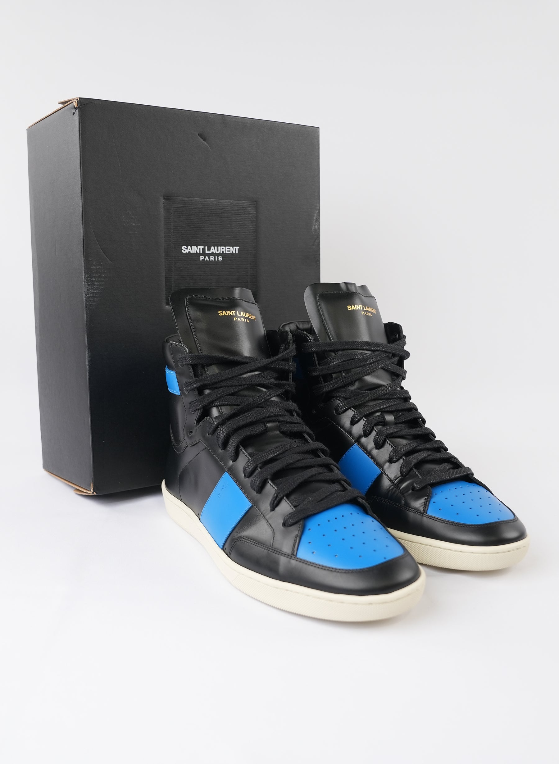 Saint Laurent Classic Court Blue High Top Sneakers