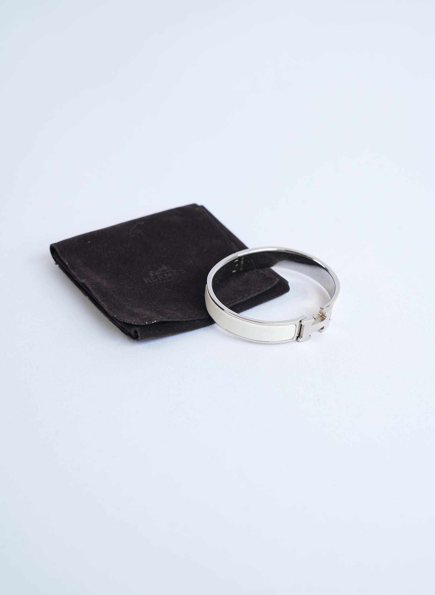 Hermes White Clic H Bracelet