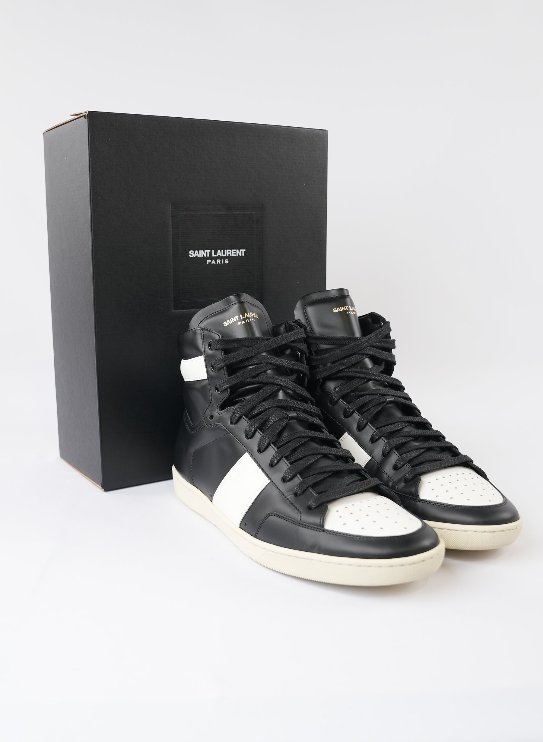 Saint Laurent Classic Court White High Top Sneakers