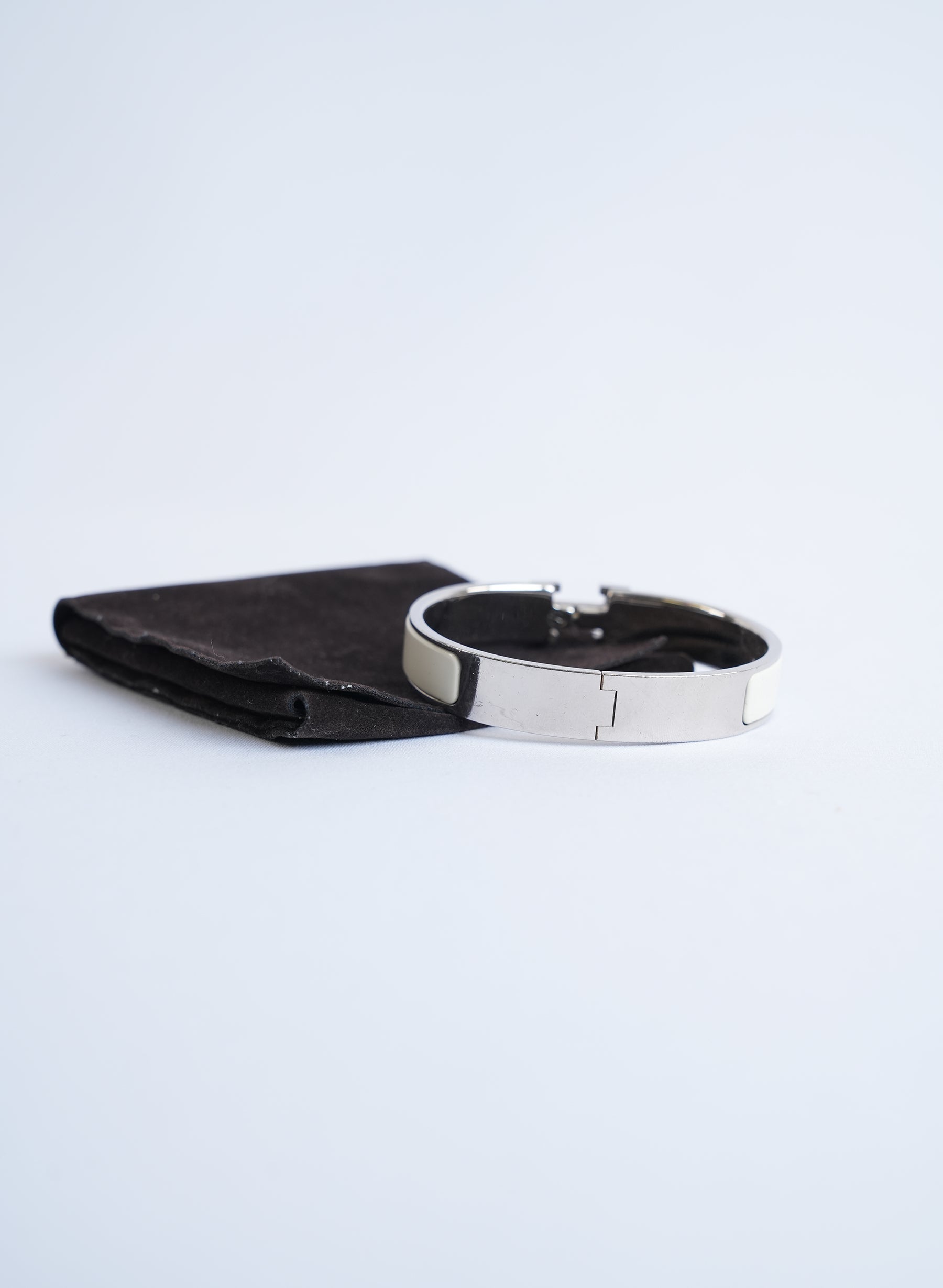 Hermes White Clic H Bracelet