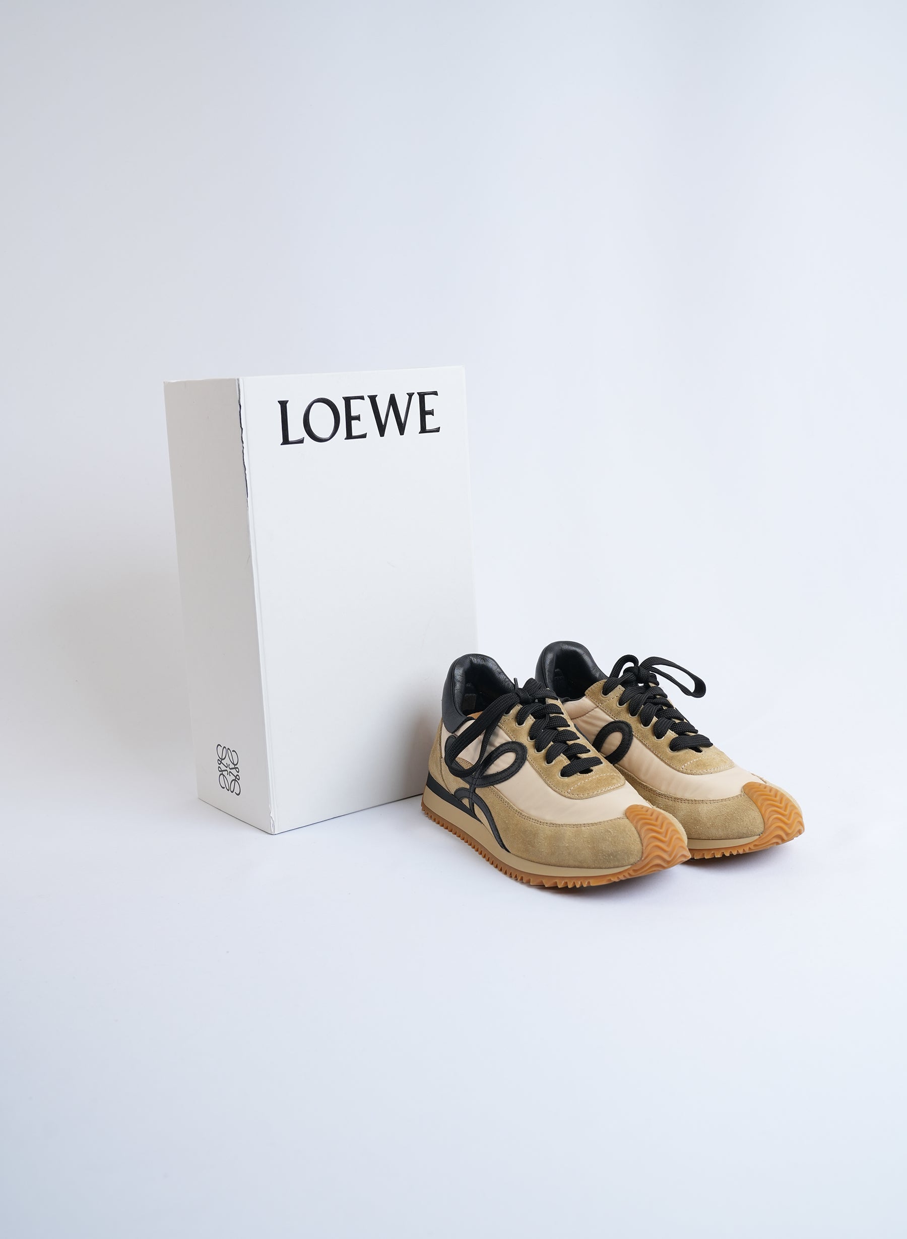 Loewe Flow Runner Leather-Trimmed Suede Sneakers