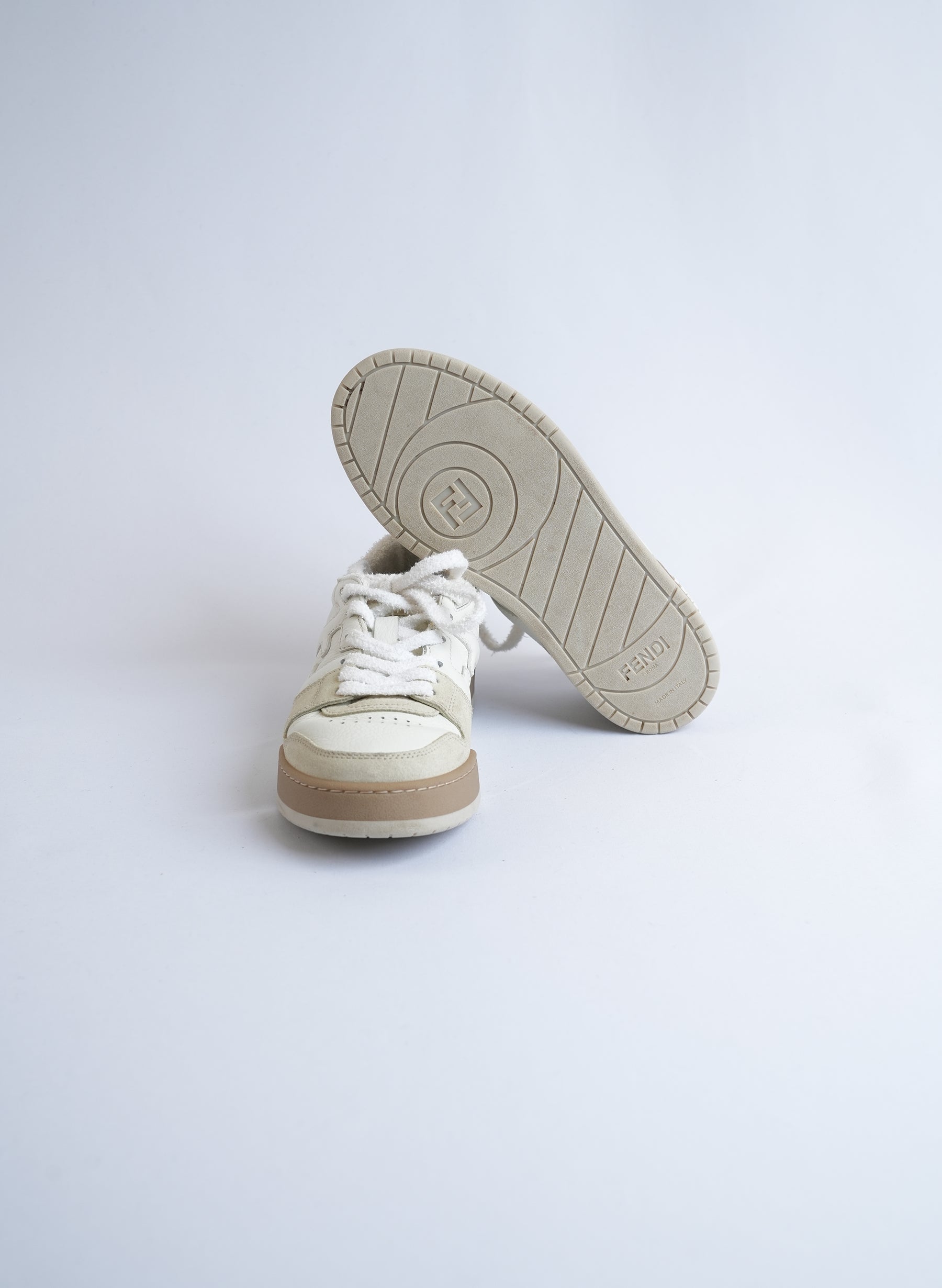 Fendi Match Leather White Sneakers