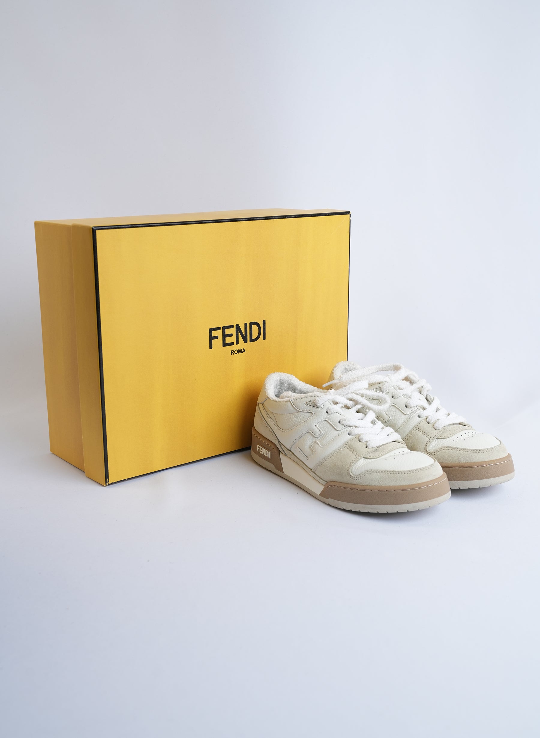 Fendi Match Leather White Sneakers