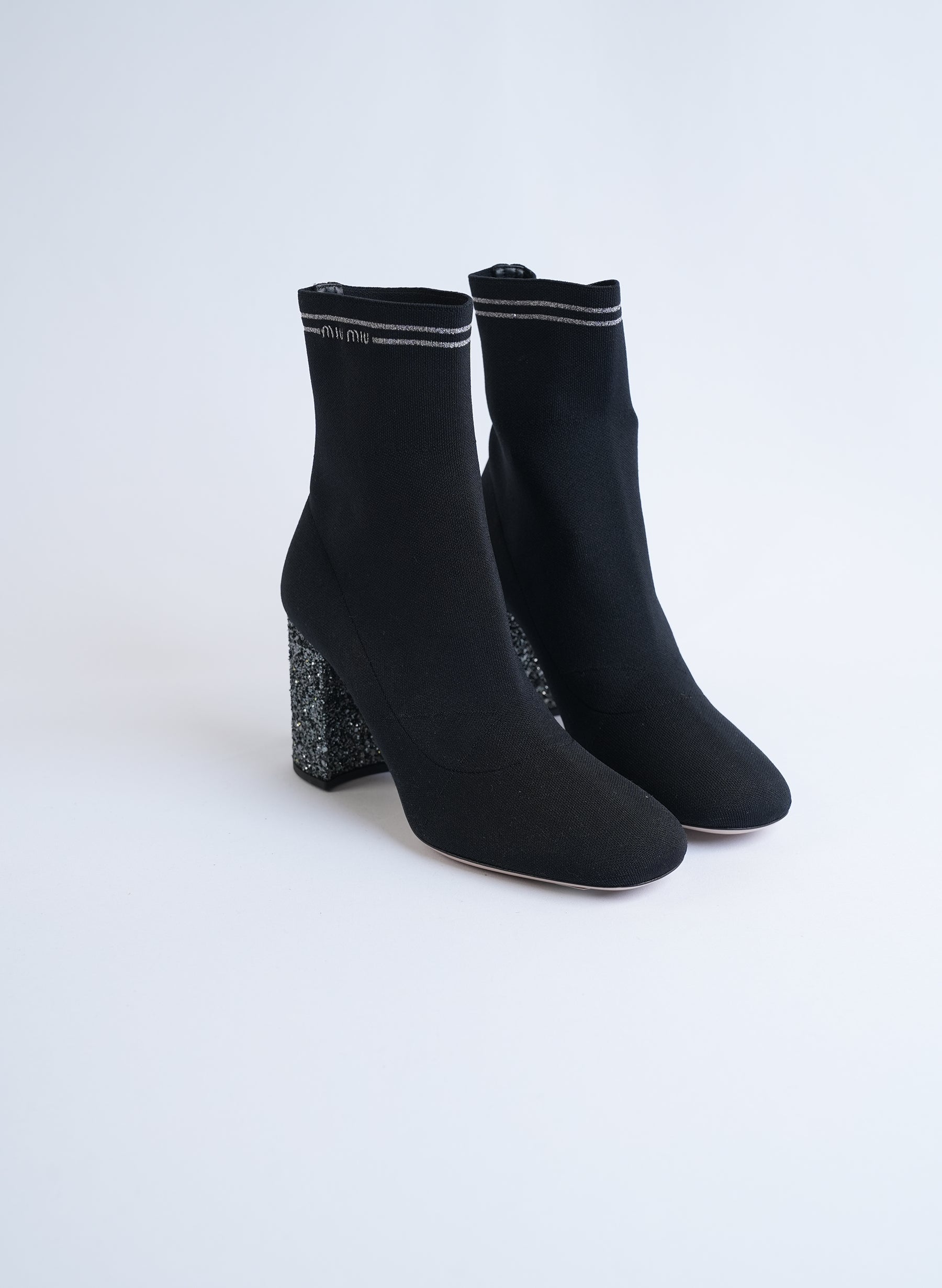Miu Miu Stretch Knit Ankle Boots