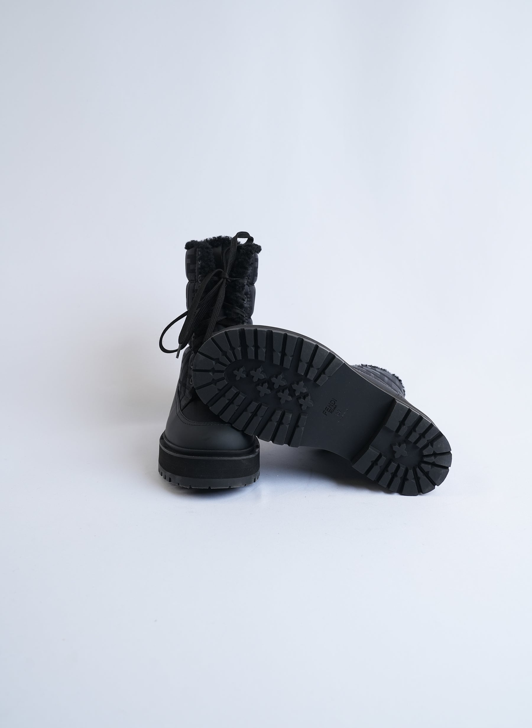 Fendi Black Leather Biker Boots