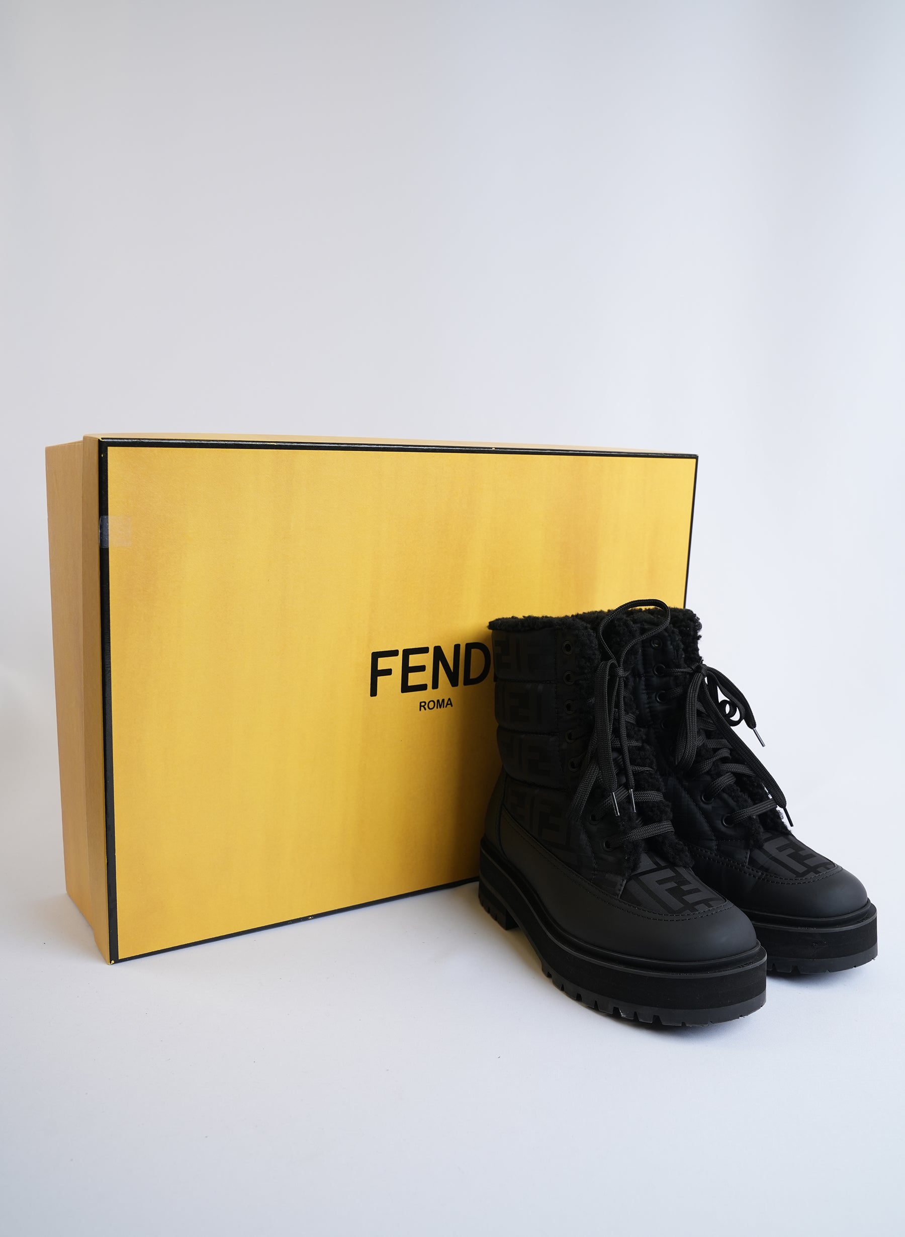 Fendi Black Leather Biker Boots