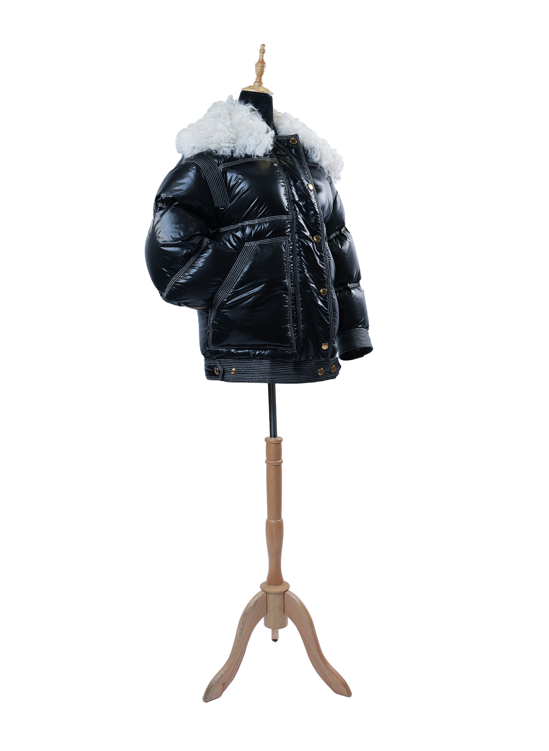 Burberry Puffer Coat w/ Removable Shearling Collar