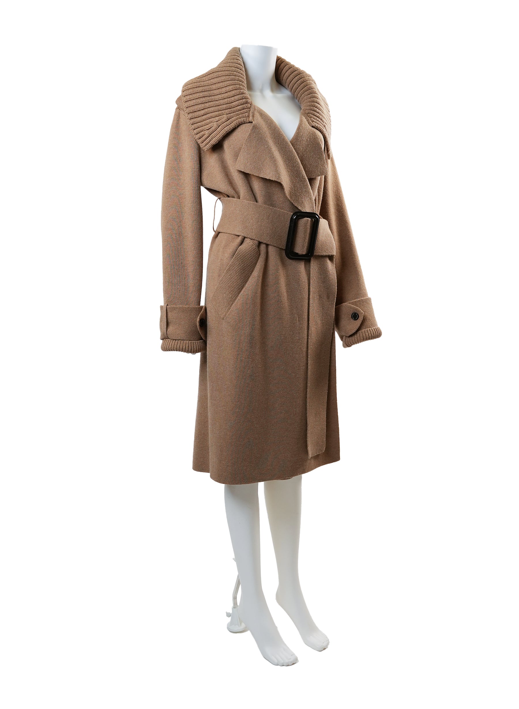 Burberry Knitted Wool Cashmere Wrap Coat