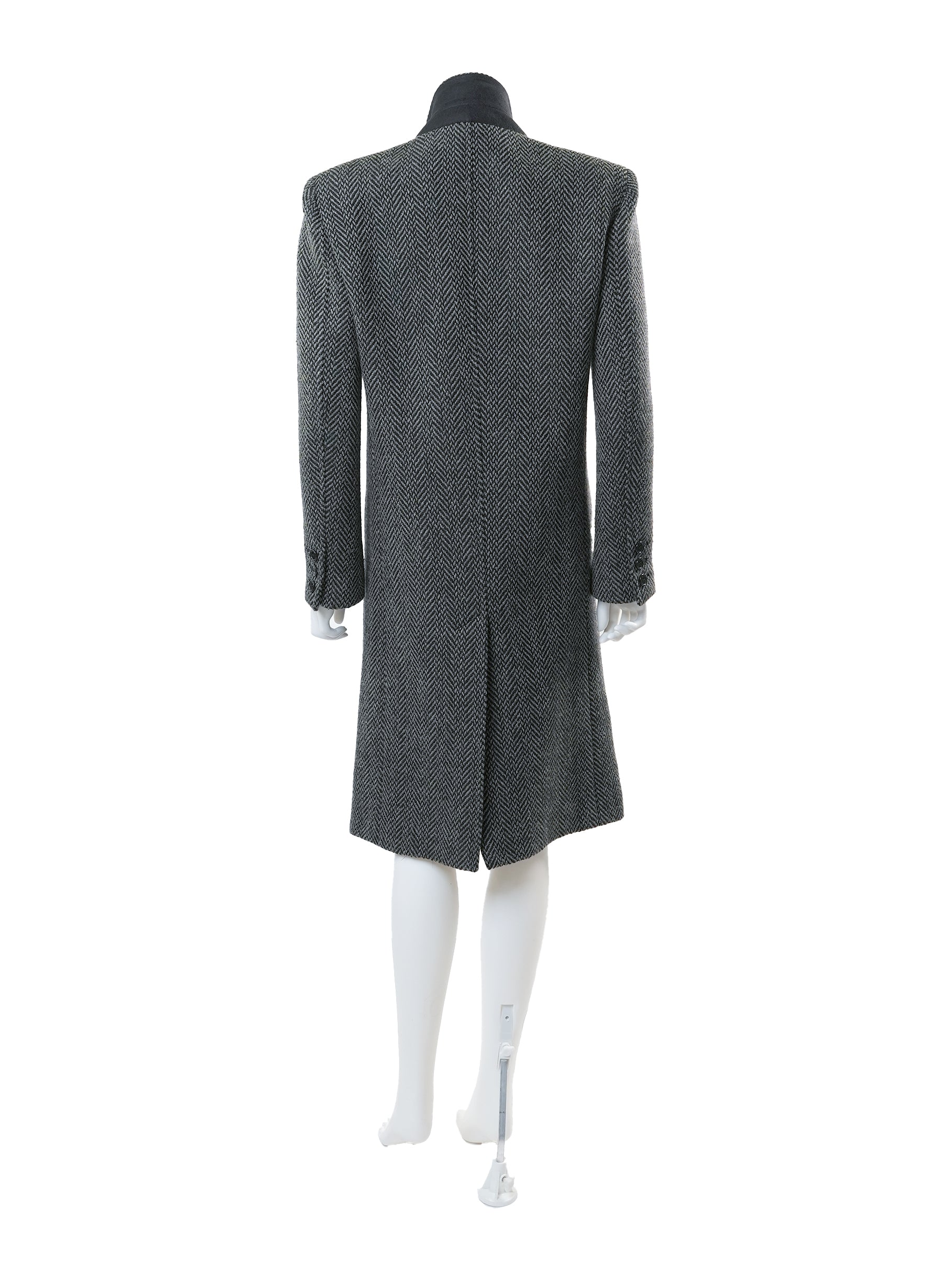 Saint Laurent Wool Herringbone Longline Coat