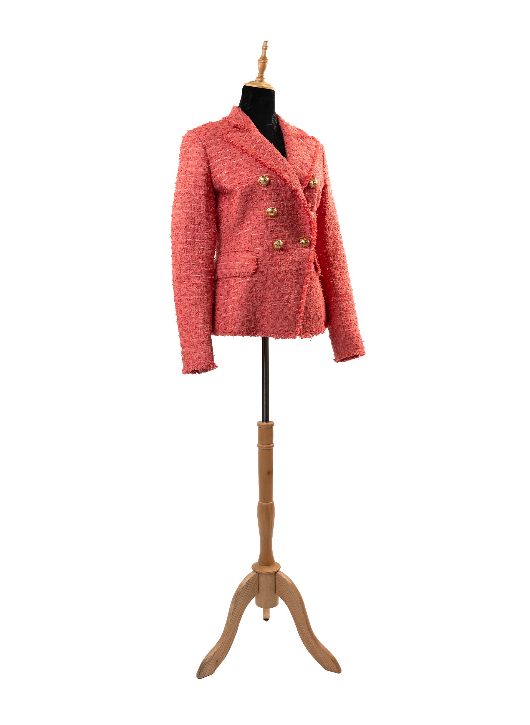 Balmain Pink Tweed Double-Breasted Blazer