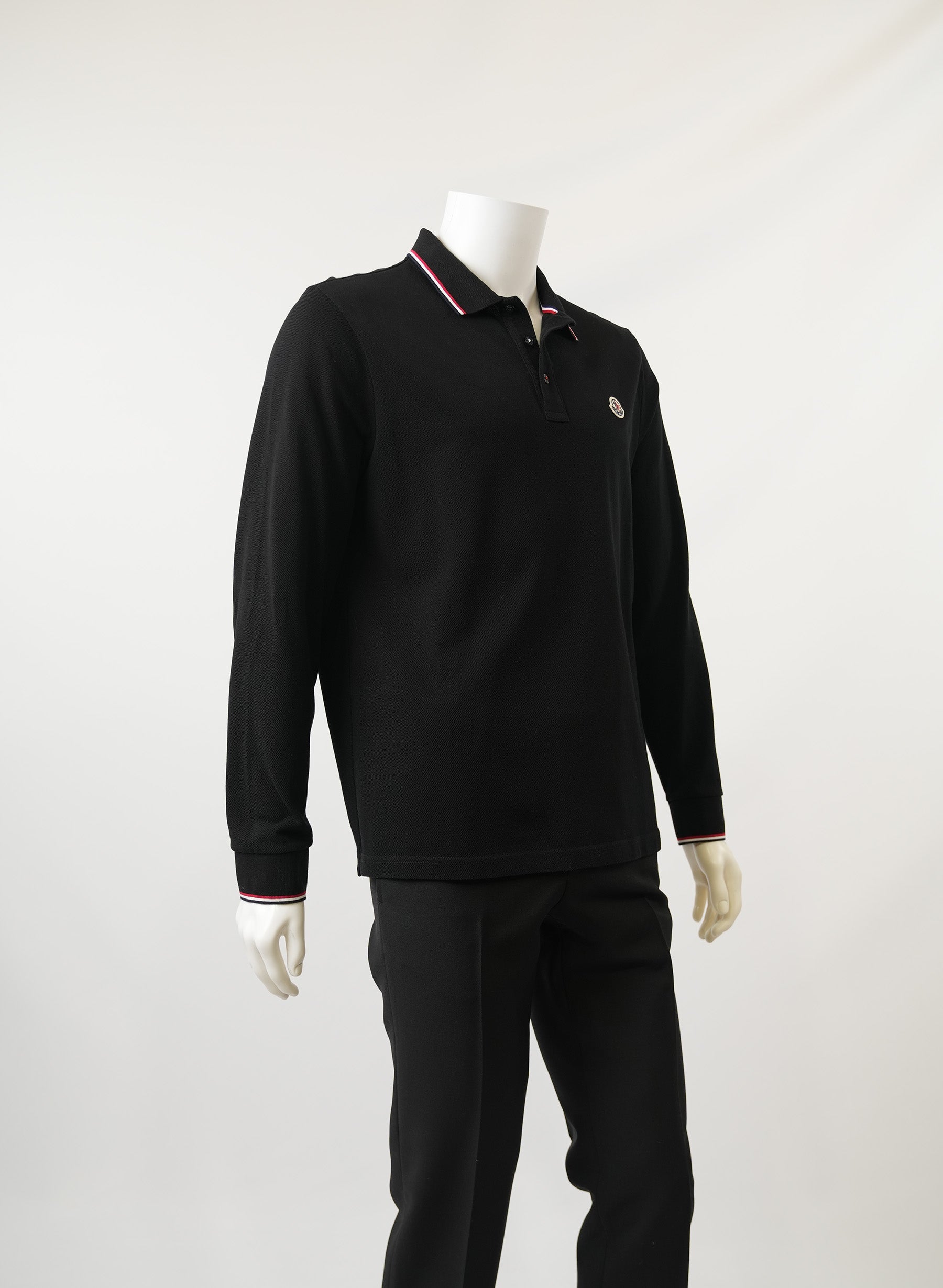 Moncler Black Long Sleeve Polo Shirt