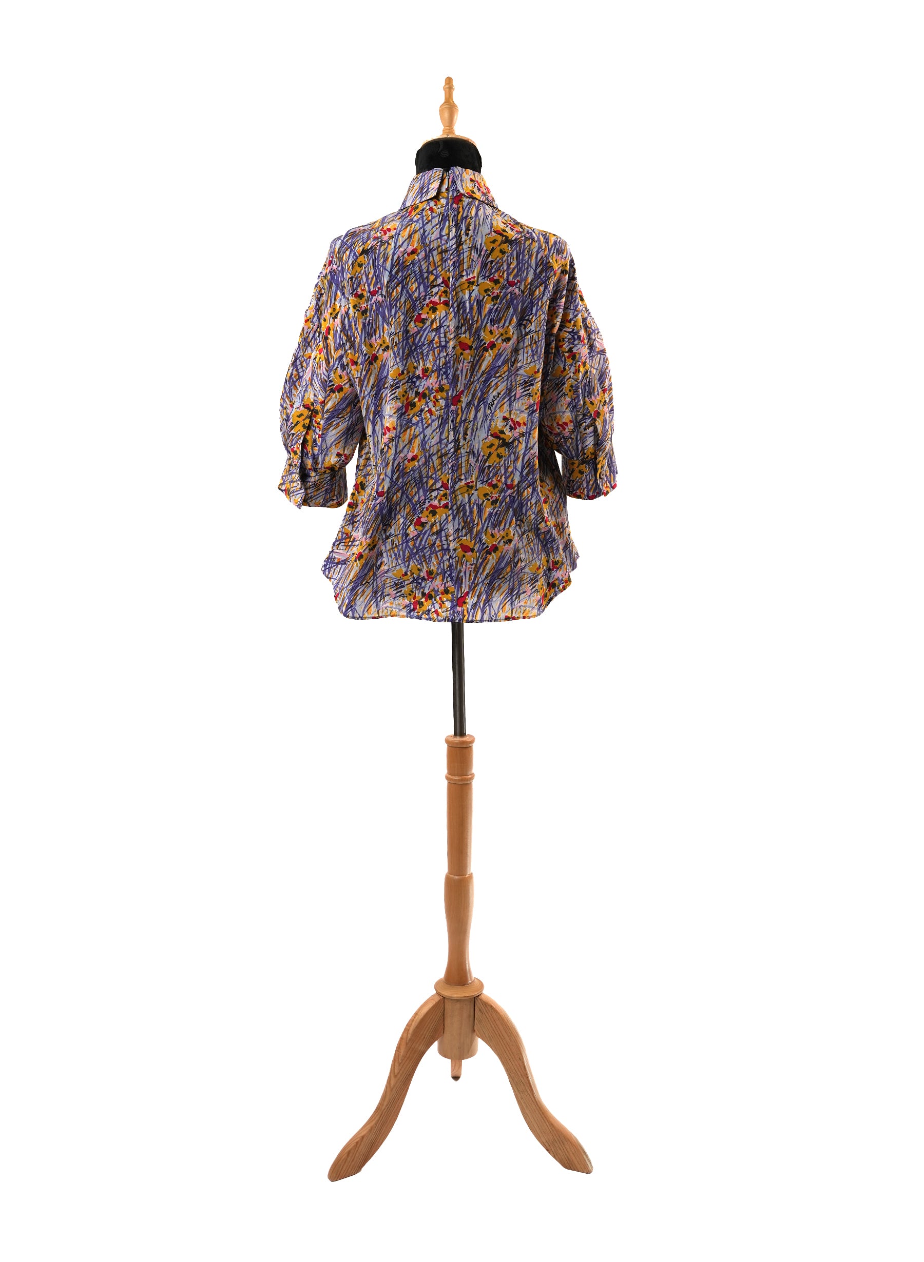 Prada Printed Silk 3/4 Sleeve Blouse