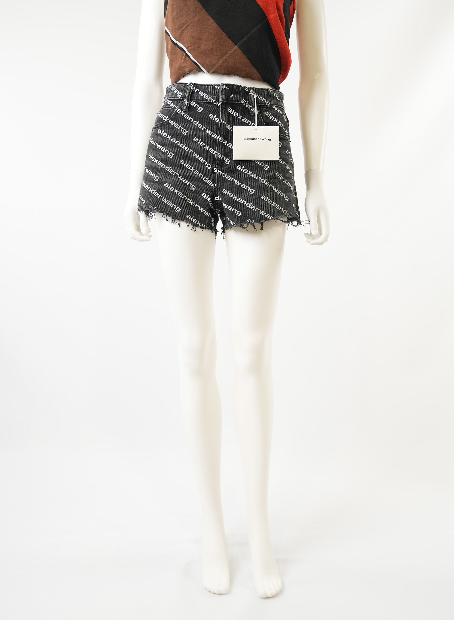 Alexander Wang Monogram Print Denim Shorts