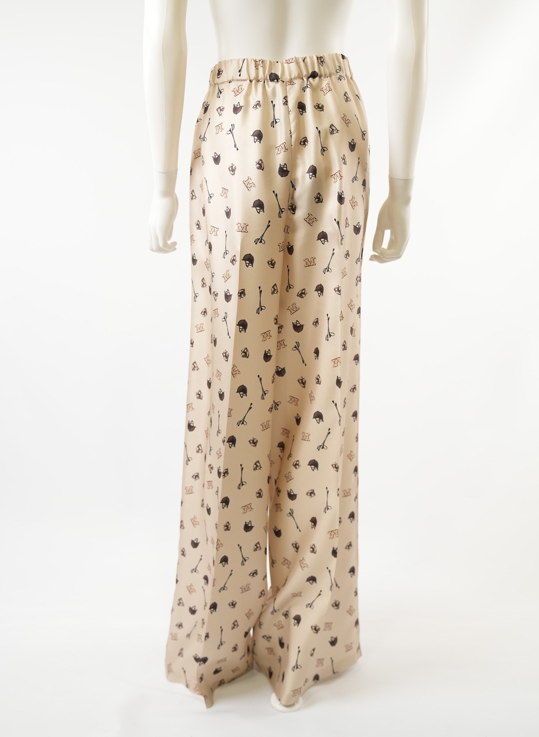 Maxmara Nebbia Monogrammed Wide-Leg Pants