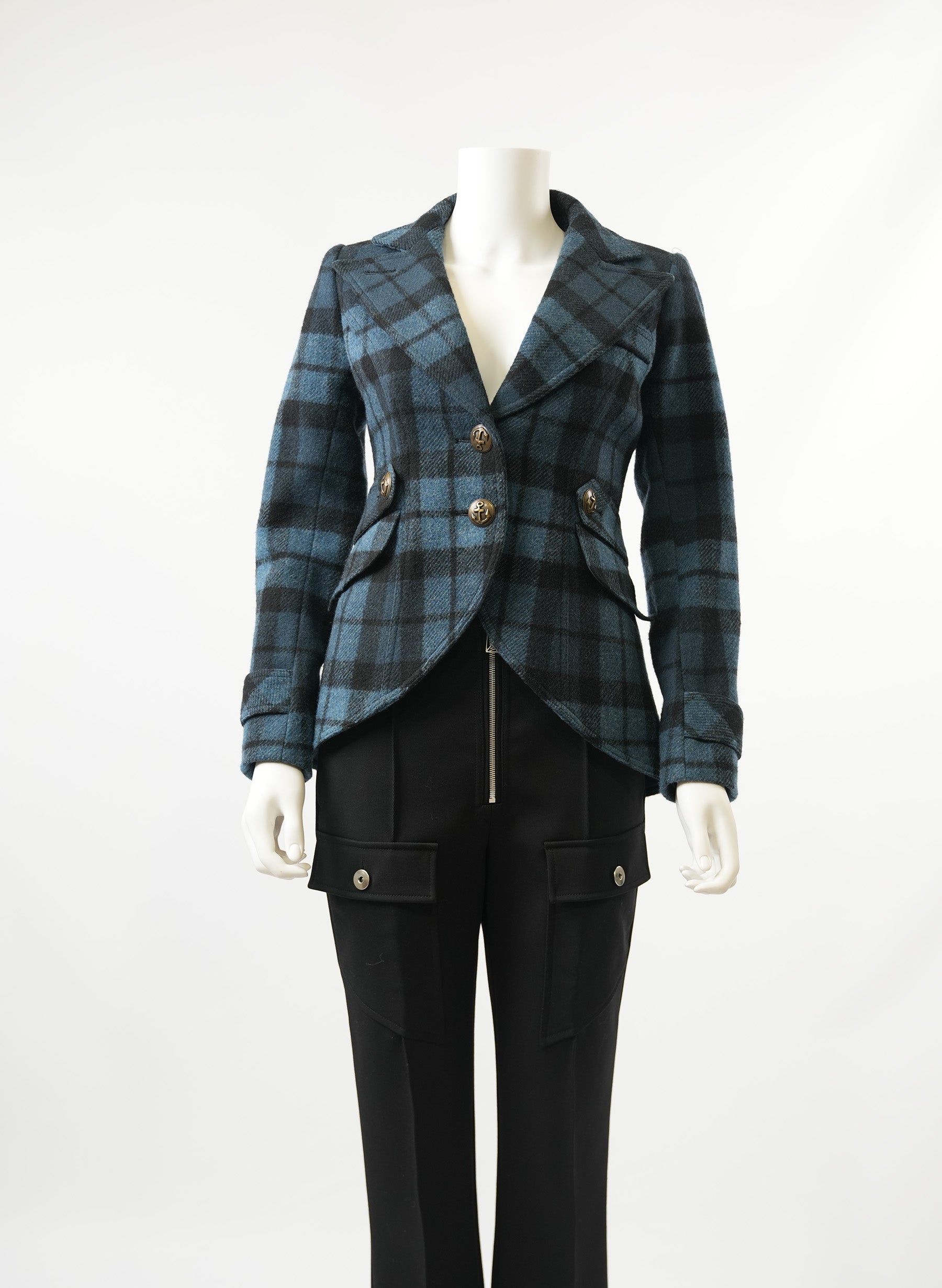 Smythe Black and Blue Plaid Blazer