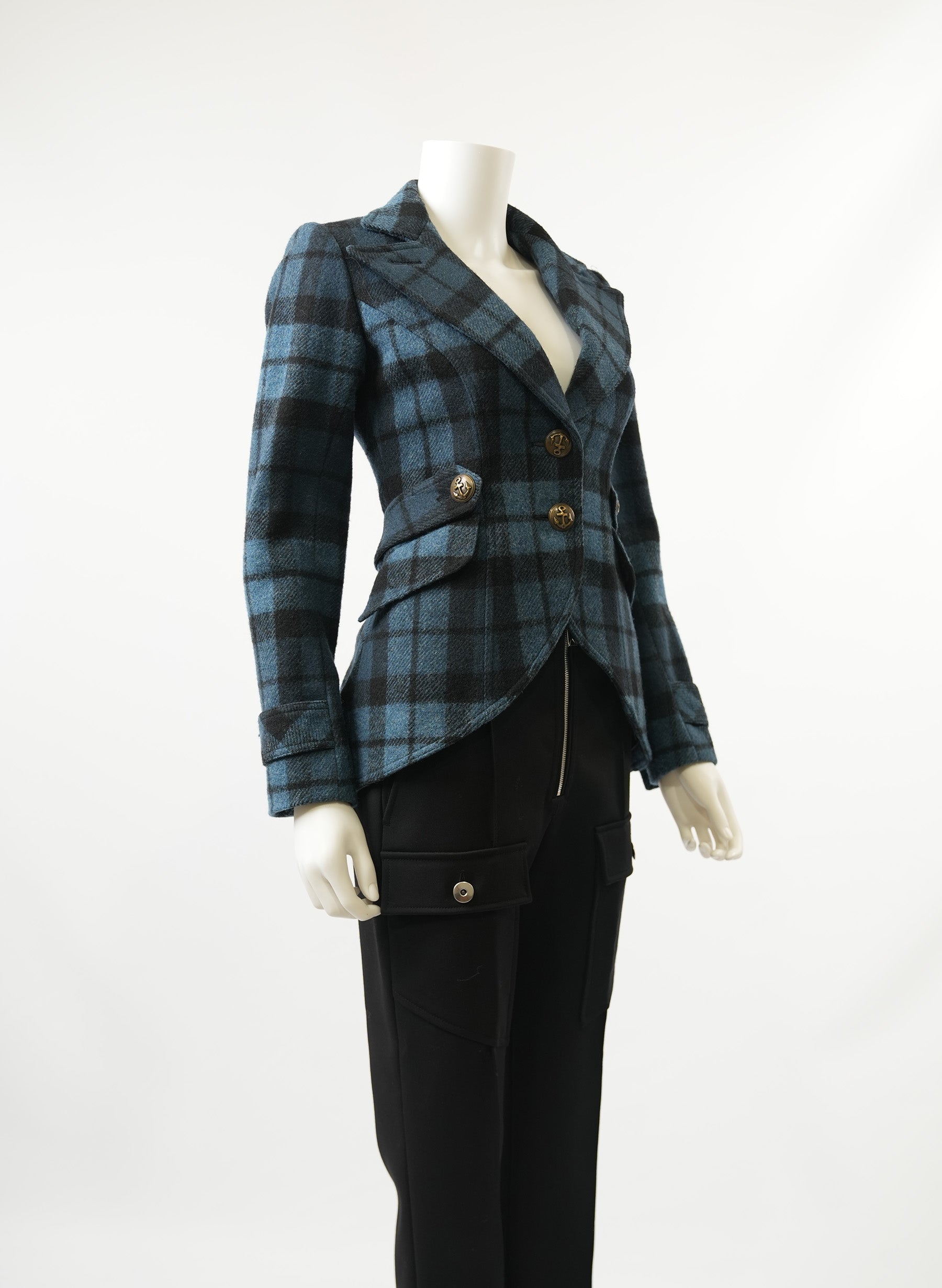 Smythe Black and Blue Plaid Blazer