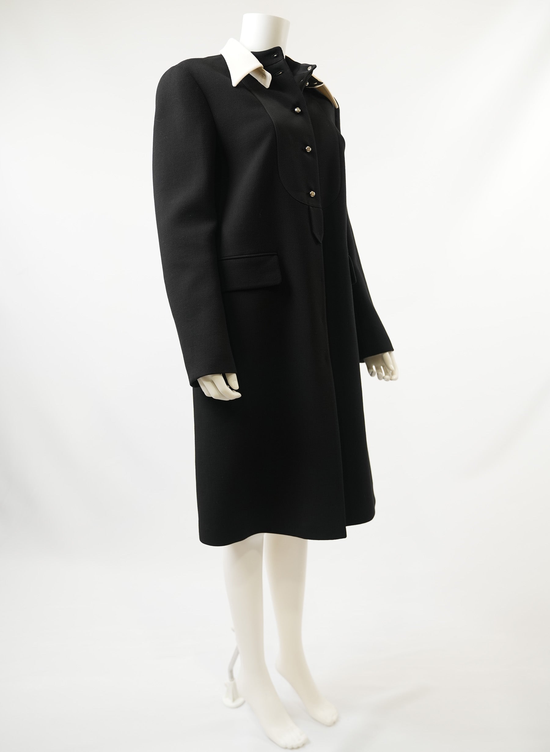 Prada Contarsting Collar Black Coat