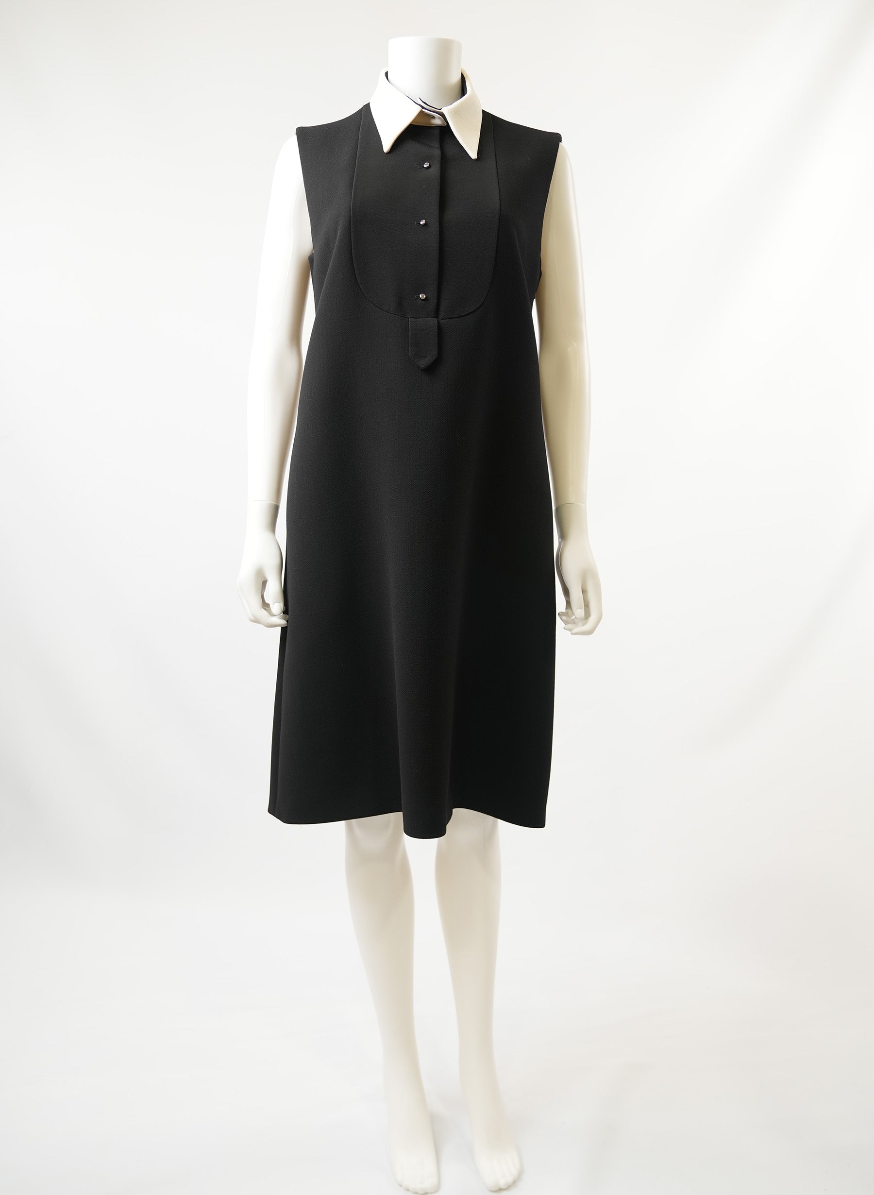 Prada Contarsting Collar Black Dress