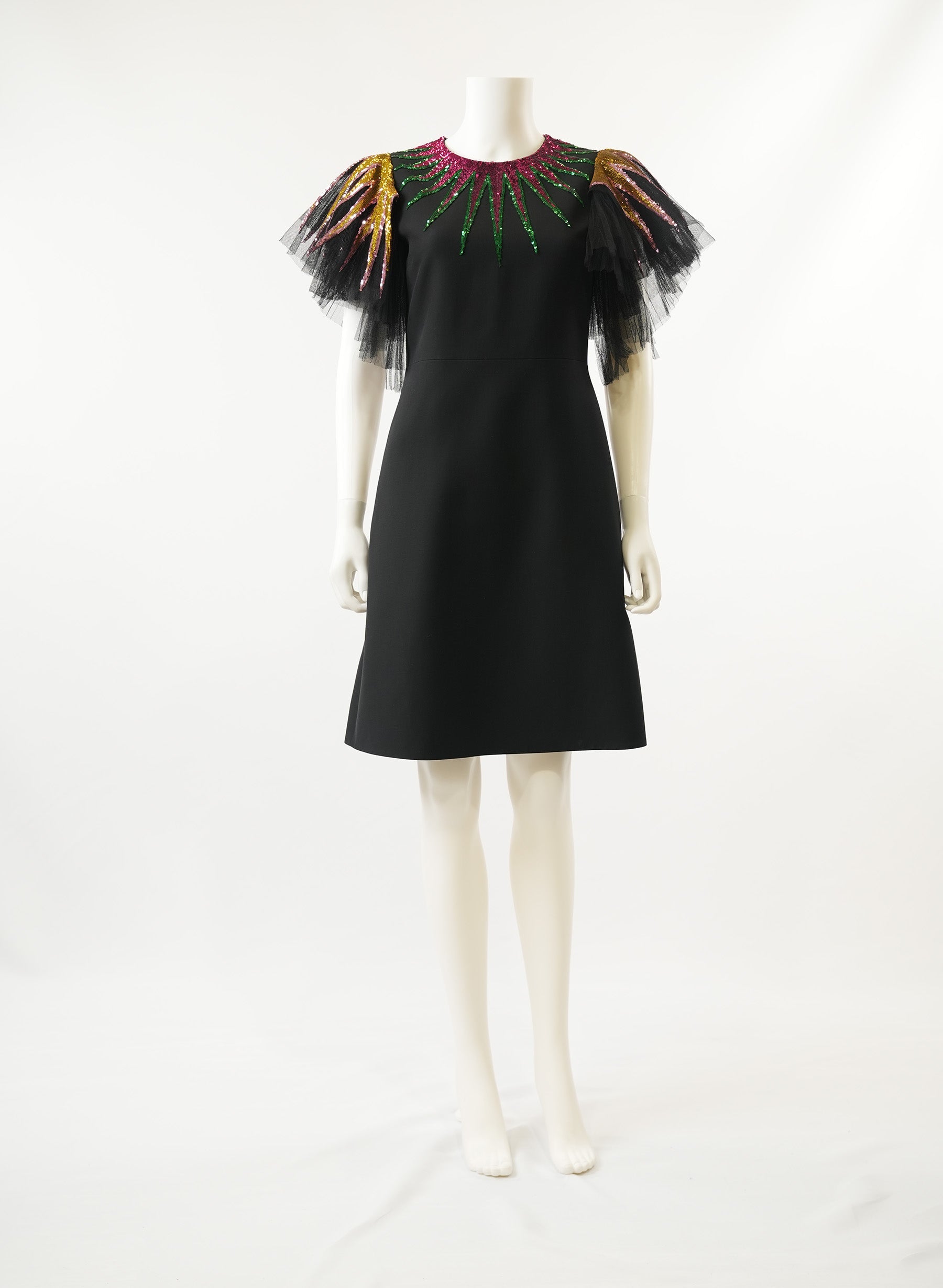 Gucci Sequin-Embroidered Tulle Black Dress