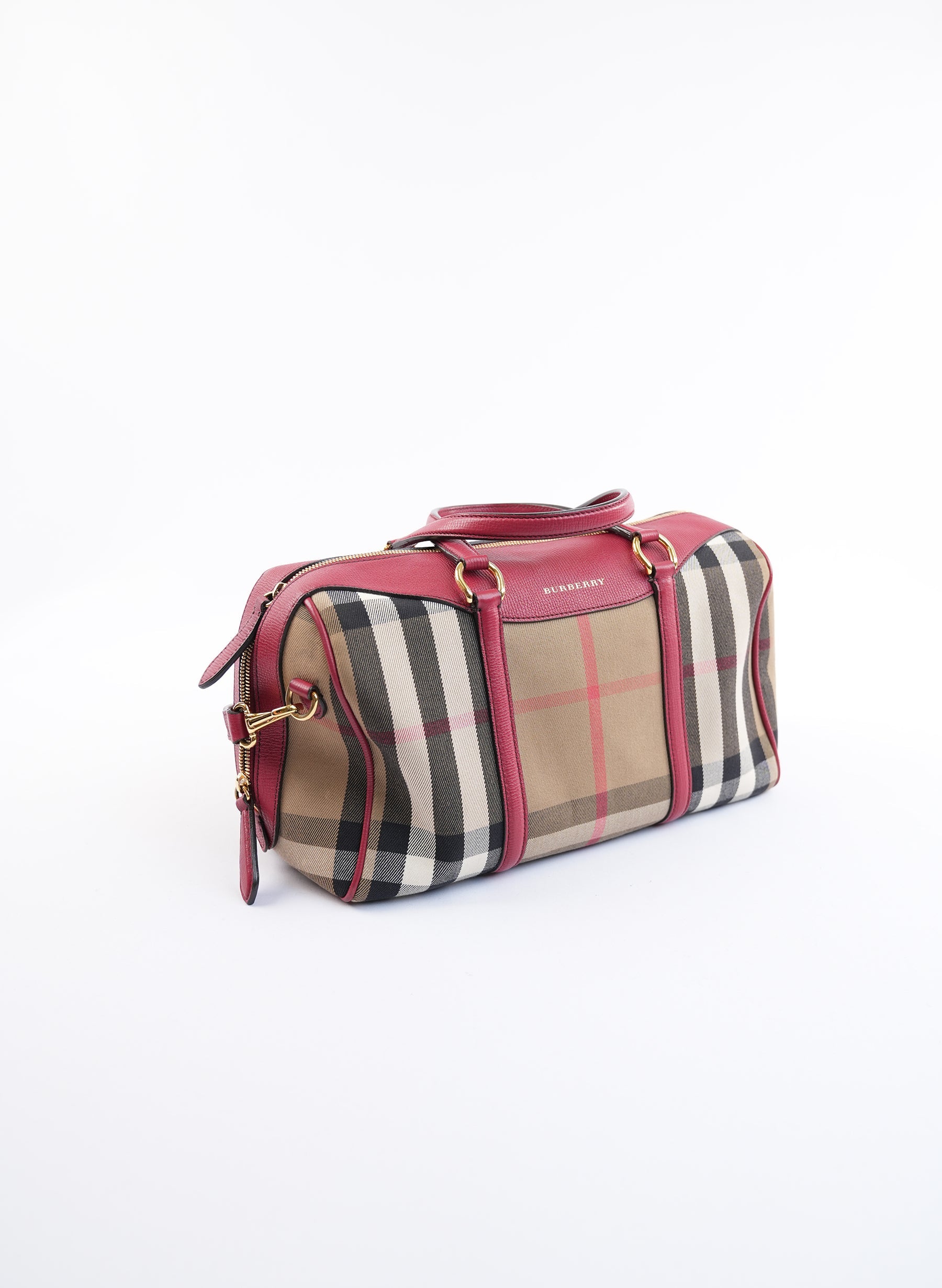 Burberry Alchester House Check Leather Satchel Bag