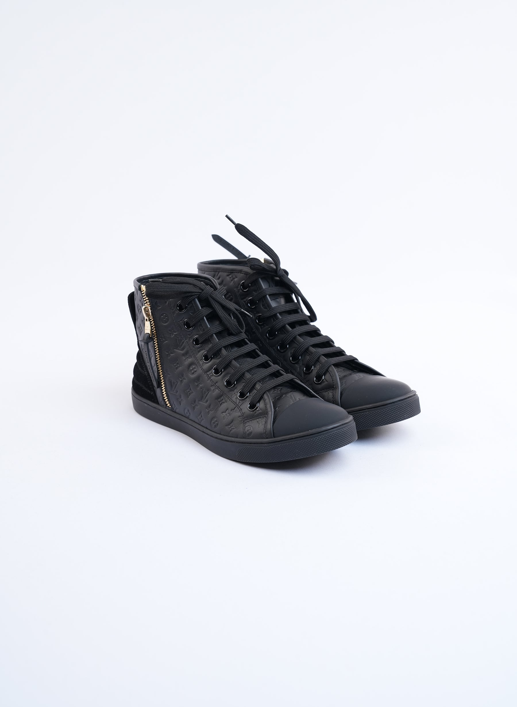 Louis Vuitton Black Monogram Empreinte Leather High Top Sneakers