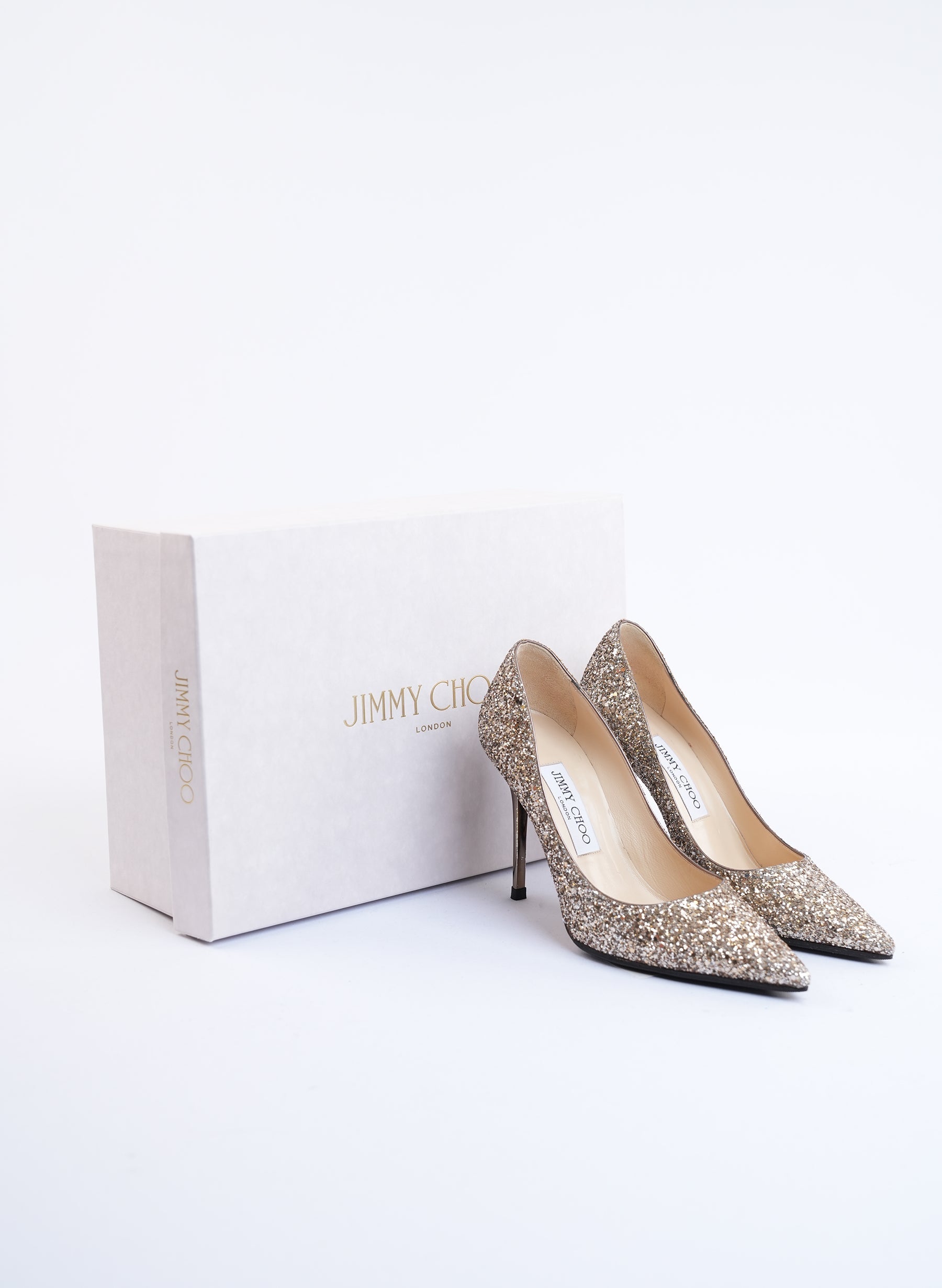 Jimmy Choo Champagne Glitter Pumps