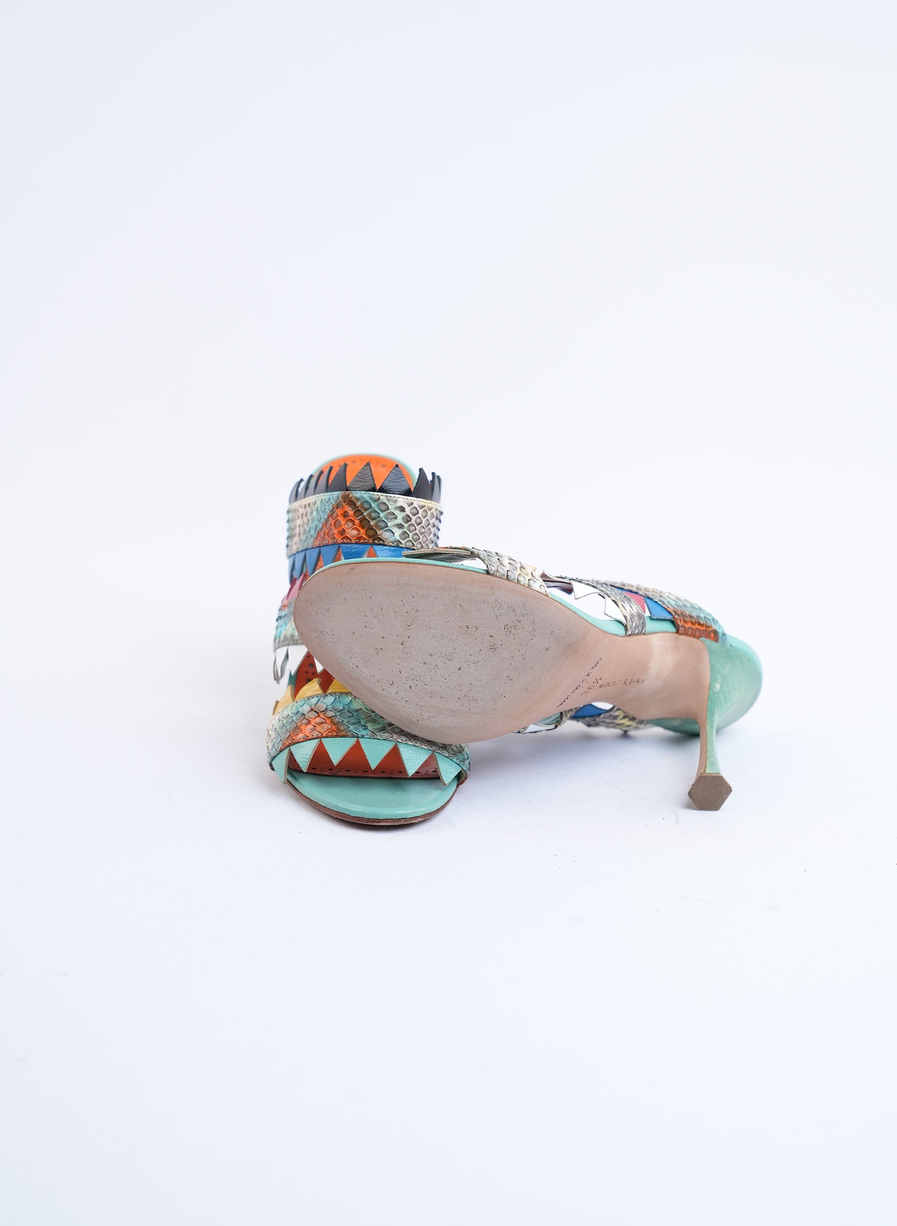 Manolo Blahnik Arpege Leather Print Heels
