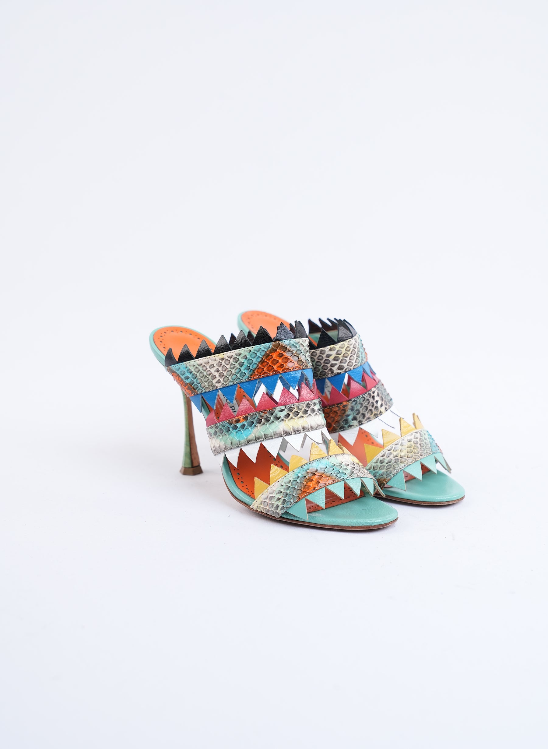 Manolo Blahnik Arpege Leather Print Heels