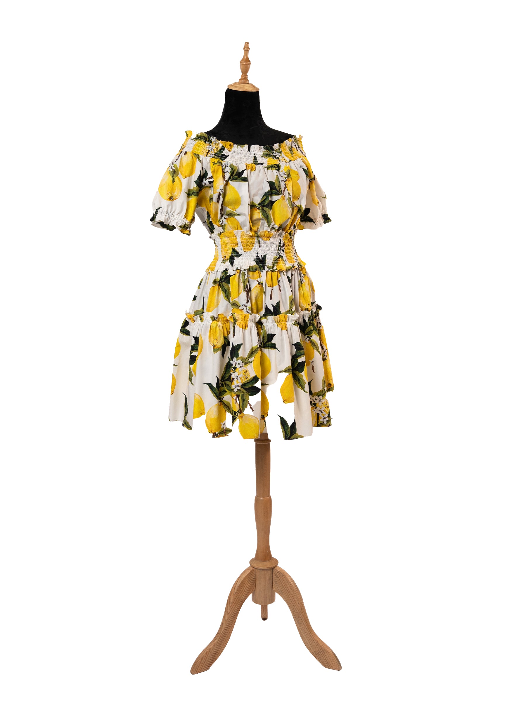 Dolce & Gabbana Off-The-Shoulder Lemon Print Mini Dress