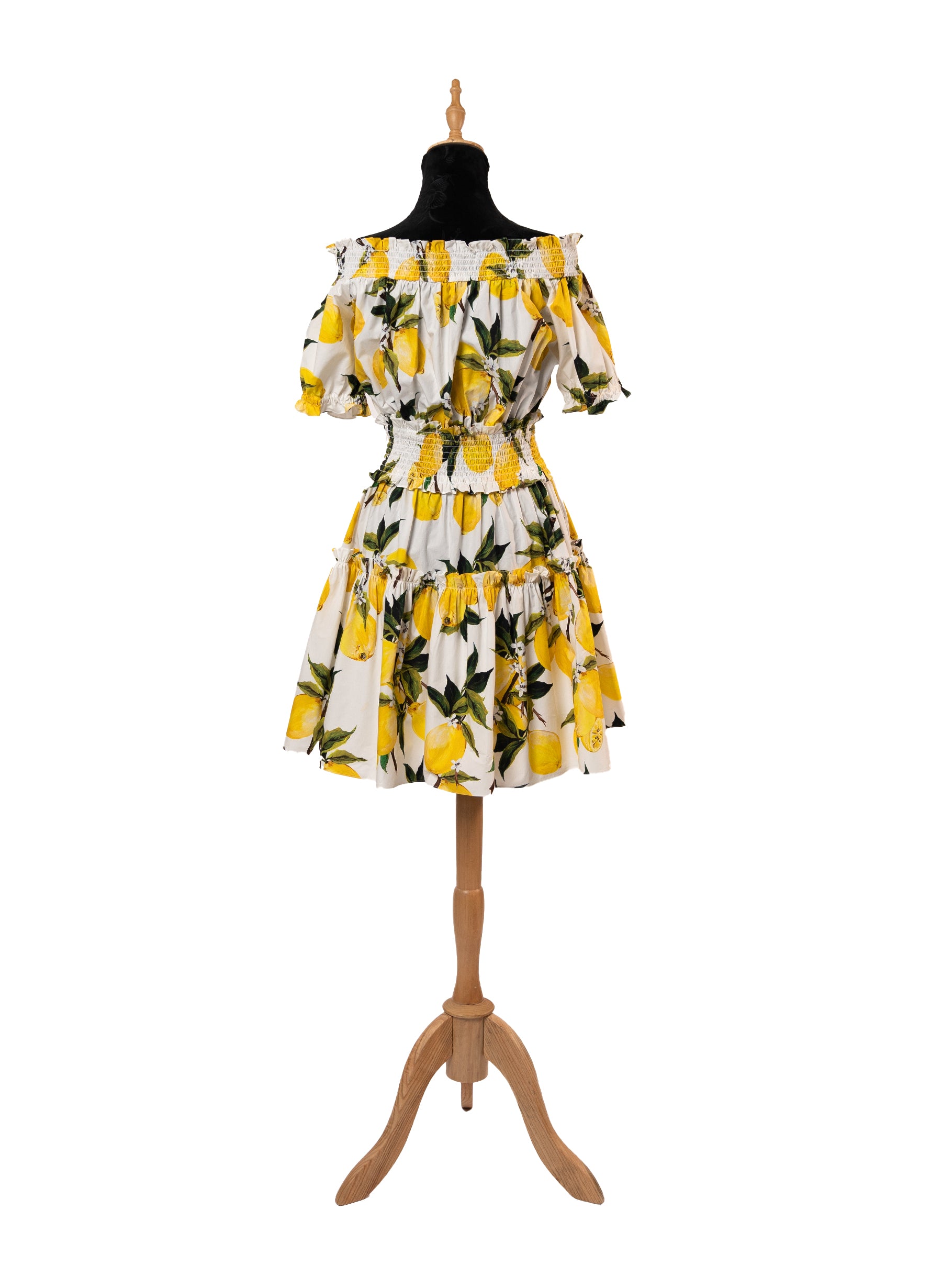 Dolce & Gabbana Off-The-Shoulder Lemon Print Mini Dress