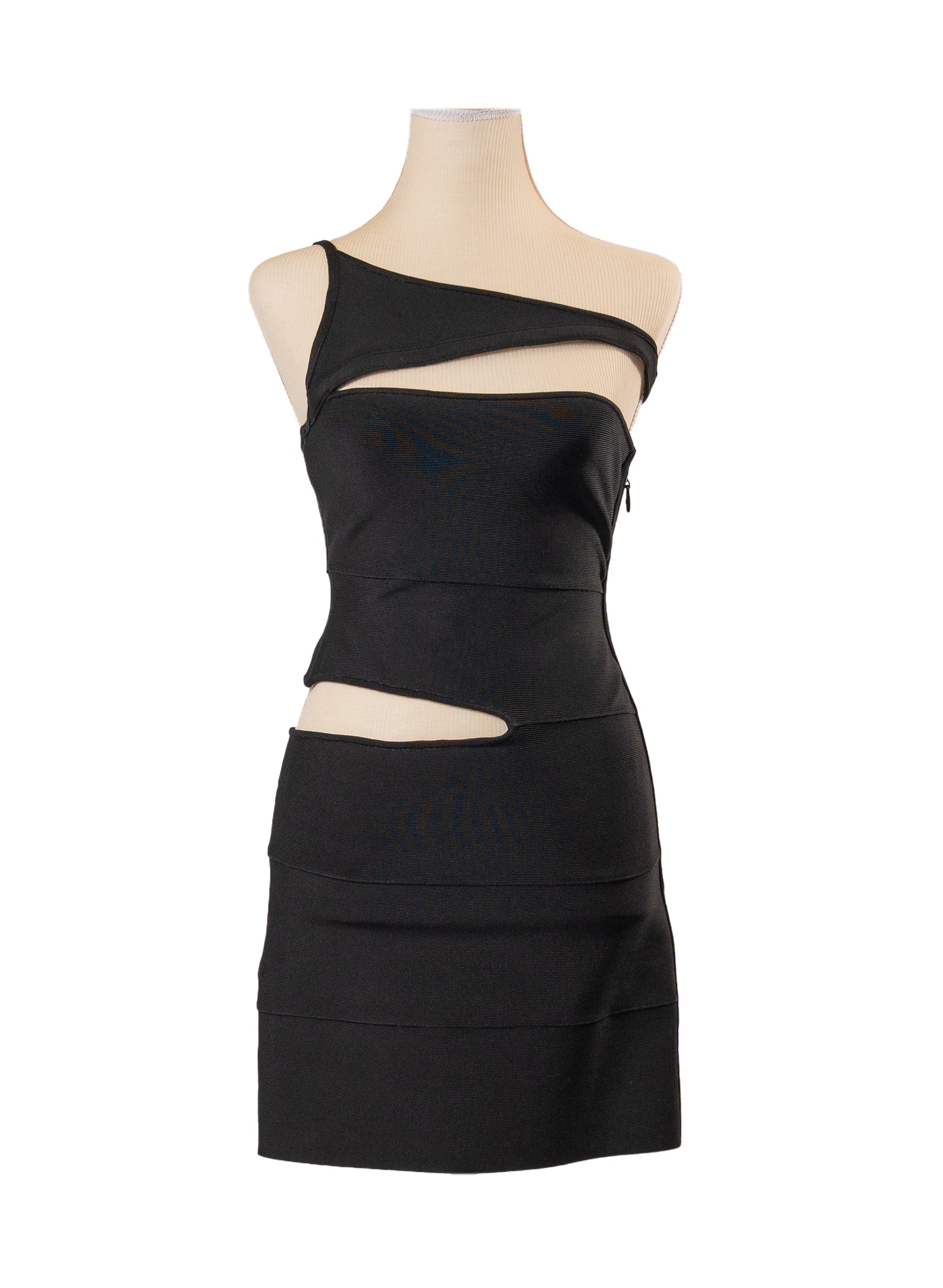 Herve Leger One Shoulder Cut-Out Mini Dress